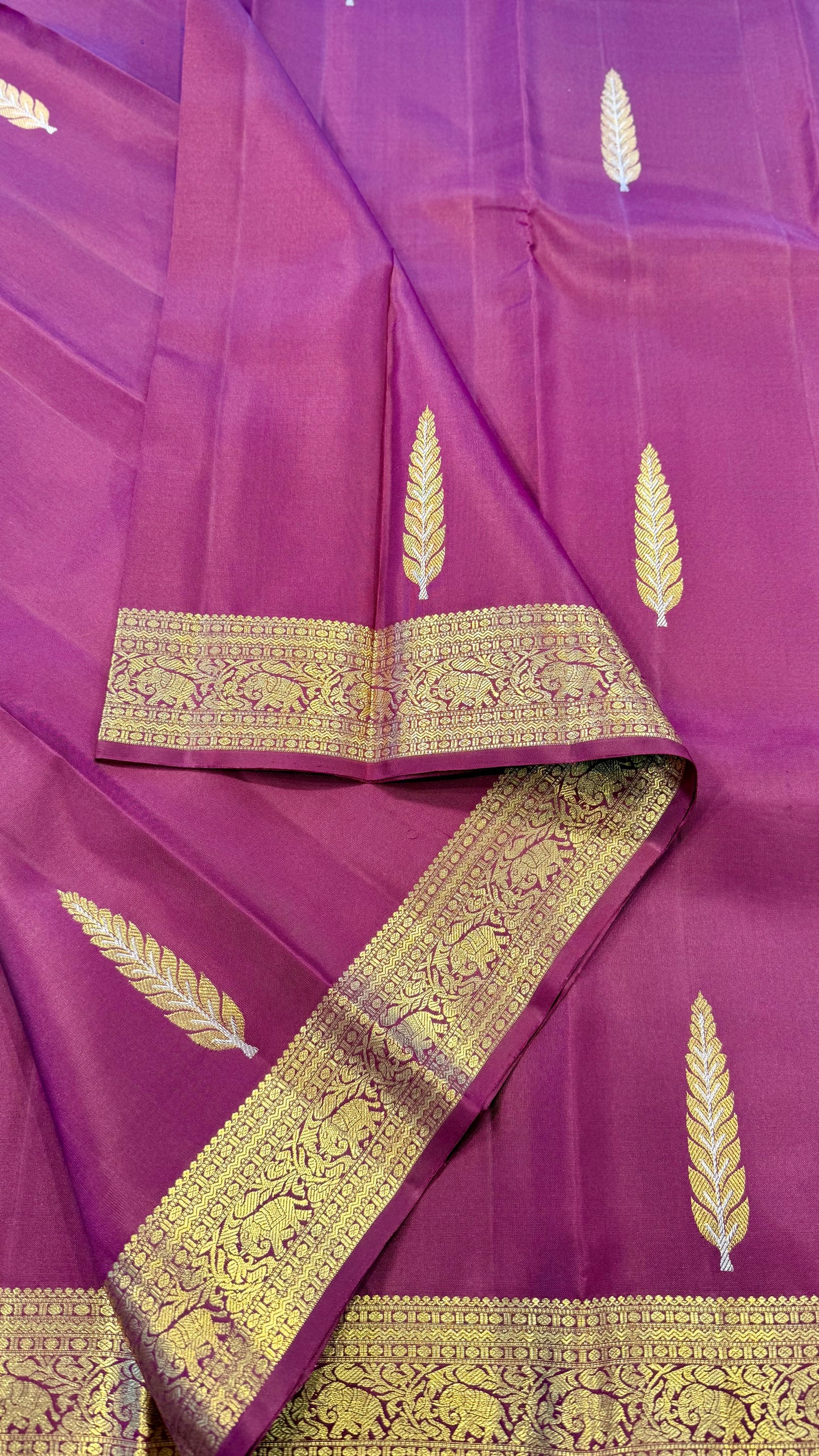 DARK PURPLE GOLD ZARI HANDLOOM KANICHIPURAM SILK SAREE (KSS208)
