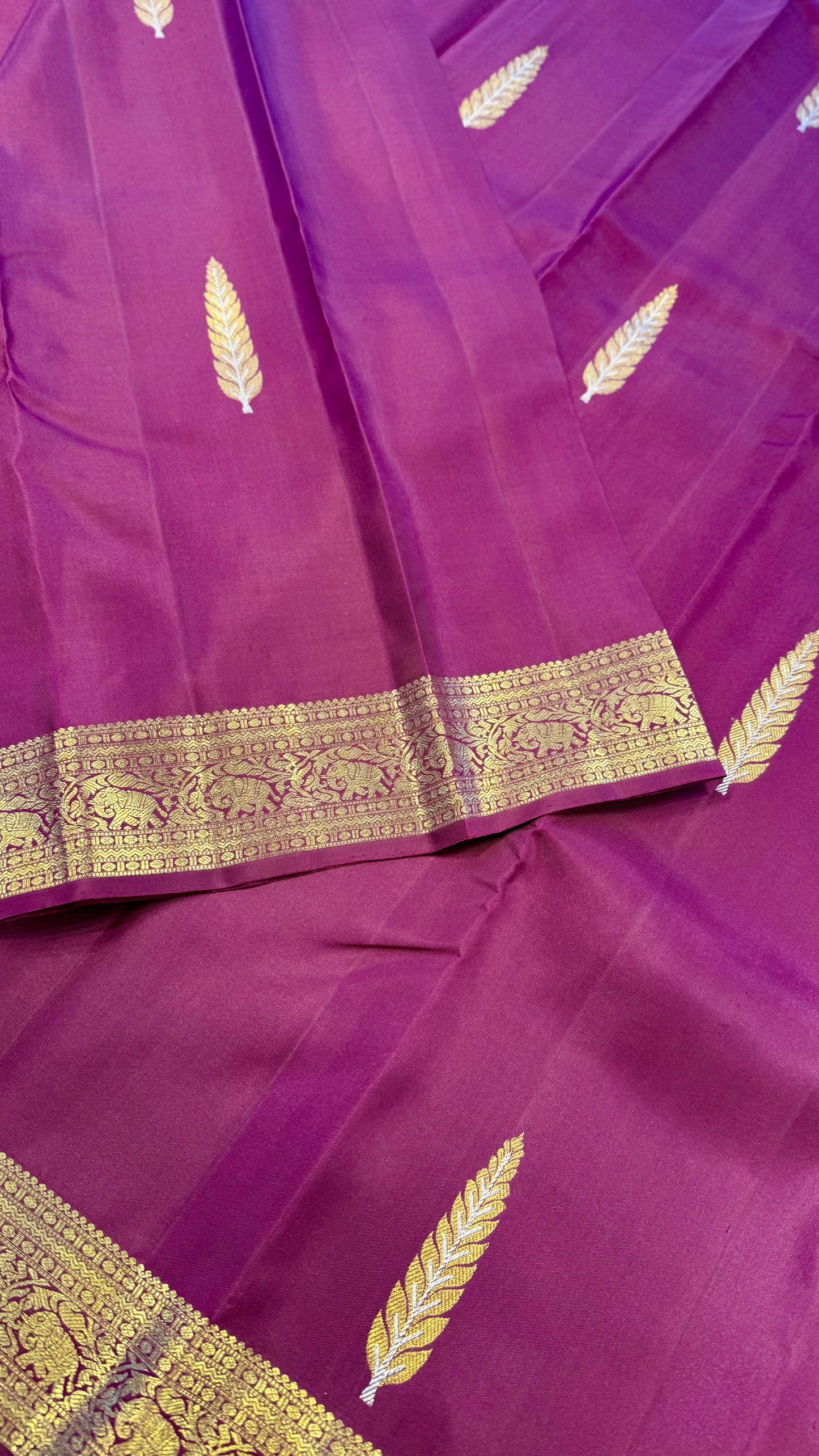 DARK PURPLE GOLD ZARI HANDLOOM KANICHIPURAM SILK SAREE (KSS208)