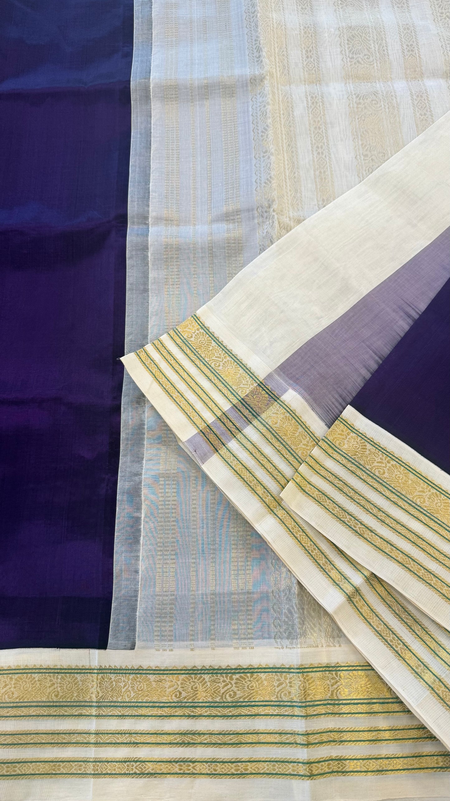 VADAMALLI PURPLE WITH CREAM HANDLOOM KANCHIPURAM SILK COTTON (KSC79)