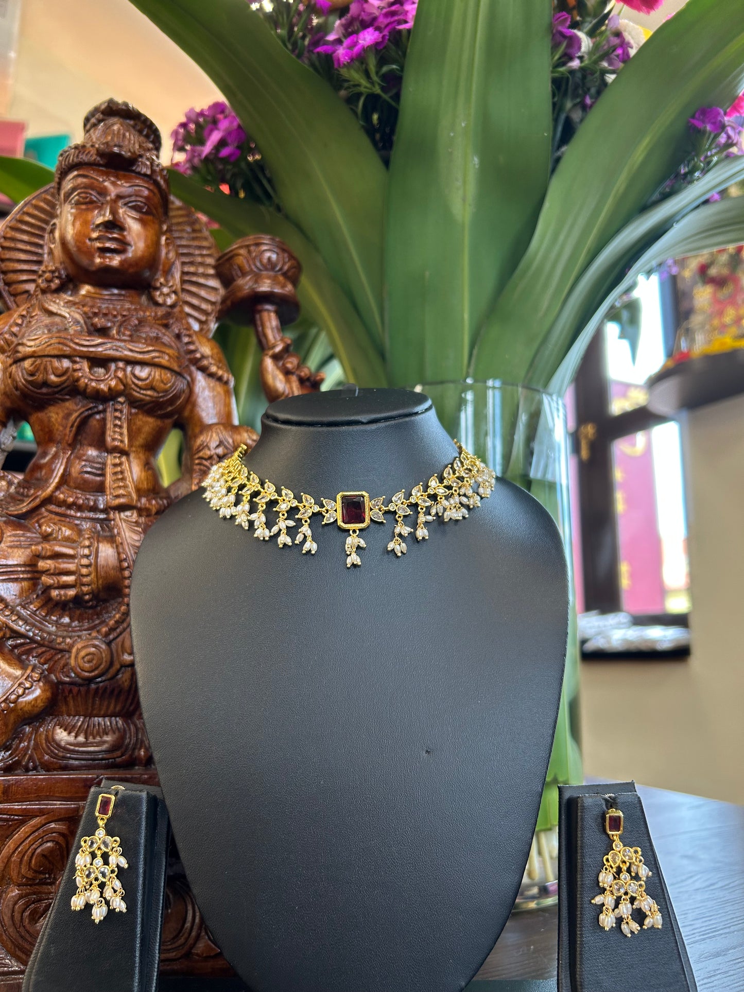 Agarwal Ruby Stone Short Necklace