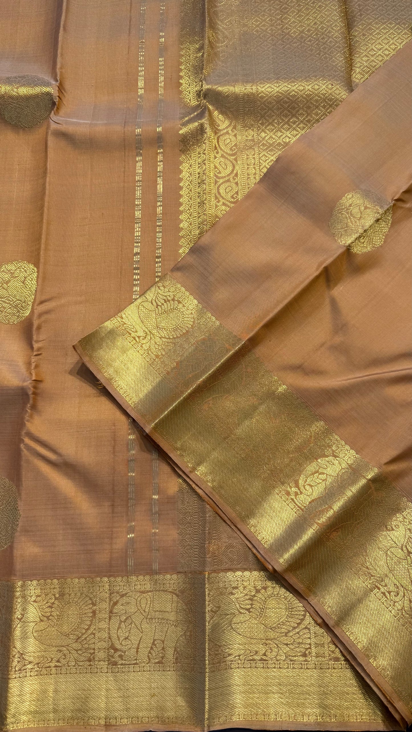 GOLD HANDLOOM KANCHIPURAM SILK SAREE (KSS399)