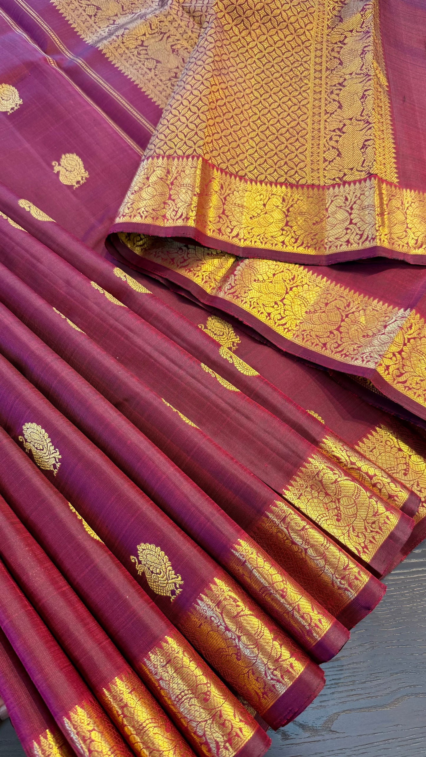 MULBERRY MAROON HANDLOOM KANICHIPURAM SILK SAREE (KSS17)