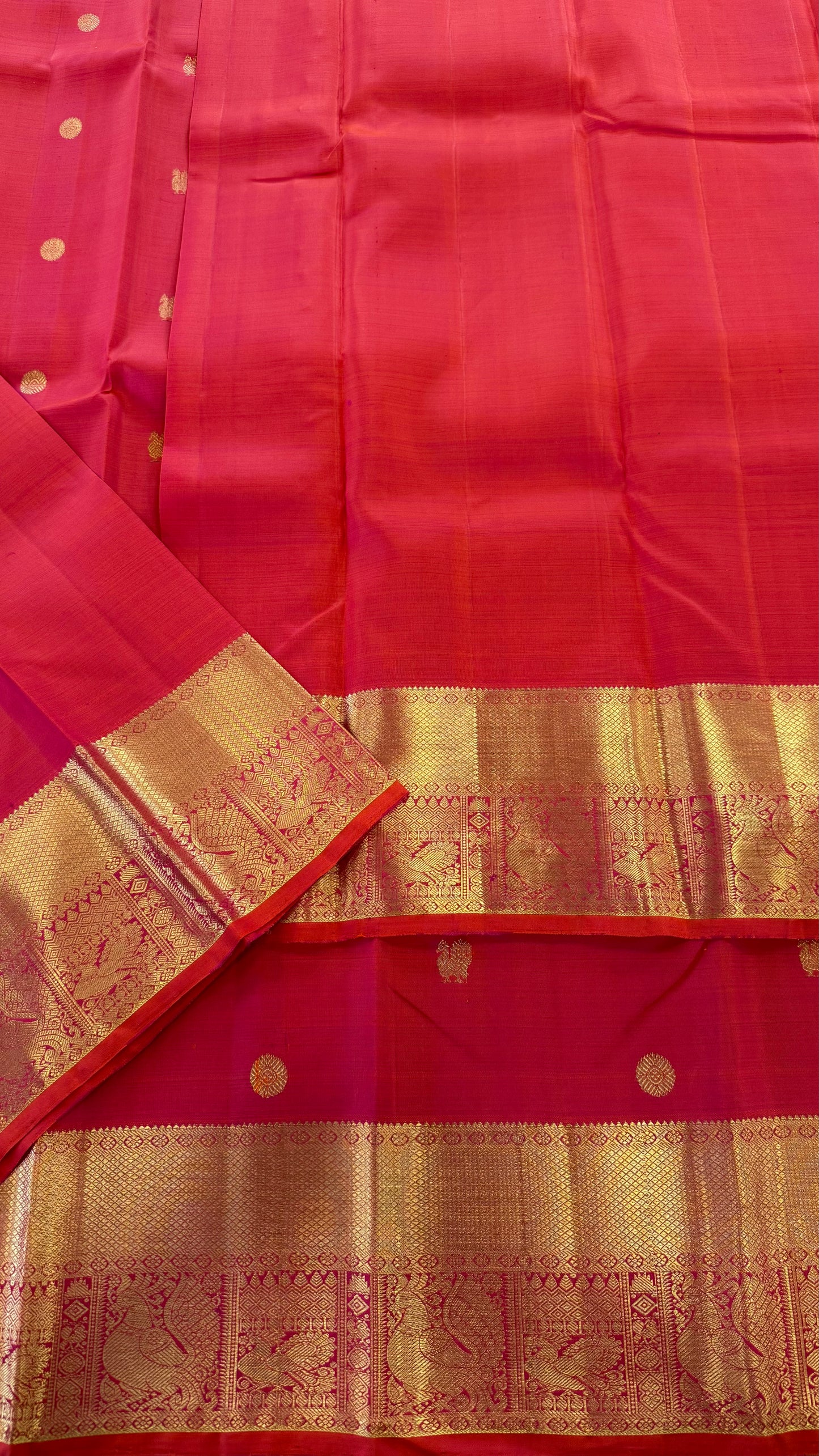 KANAKAMBARAM ORANGE GOLD ZARI HANDLOOM KANICHIPURAM SILK SAREE (KSS177)