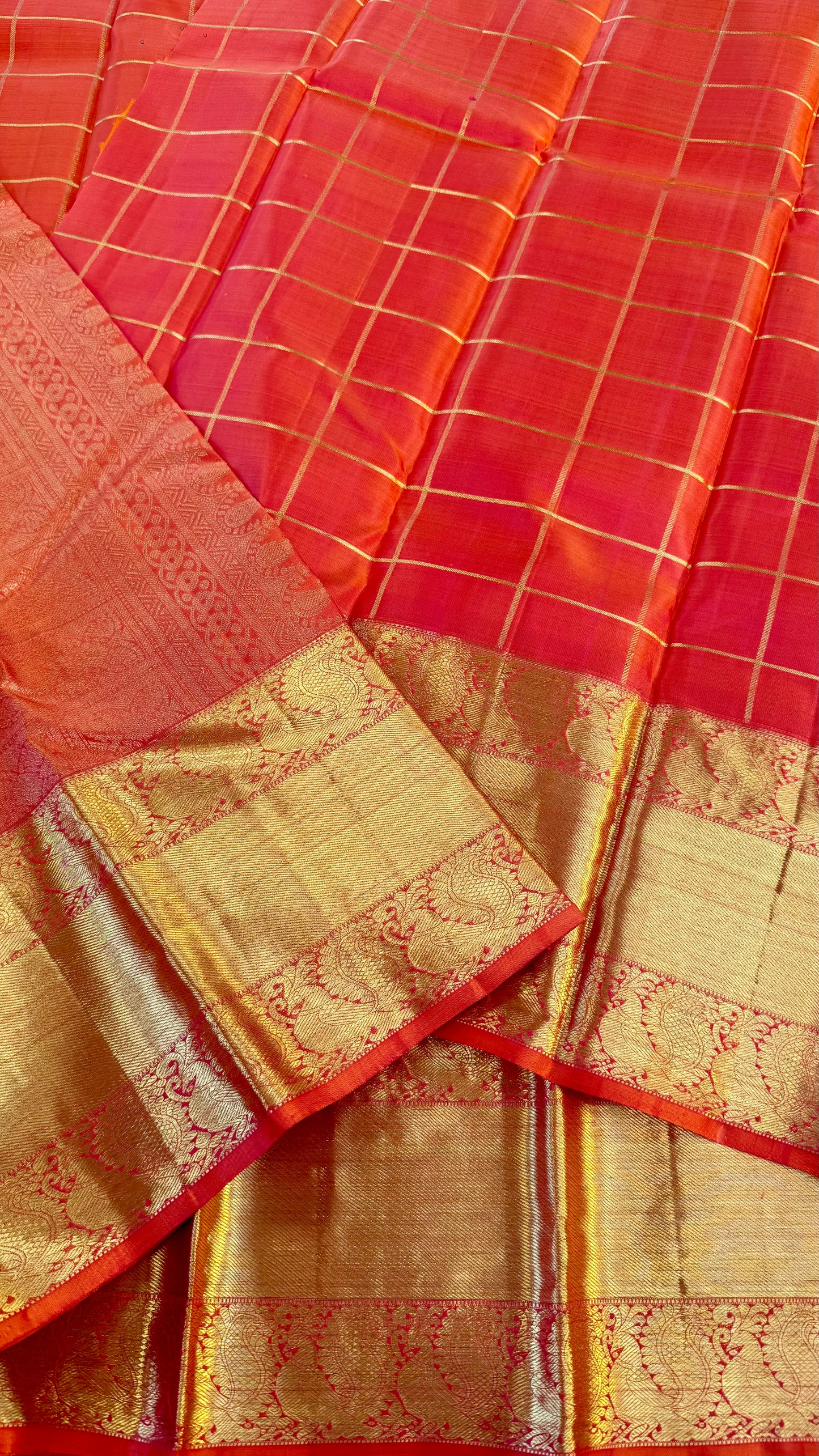 FANTA ORANGE KATTAM HANDLOOM KANICHIPURAM SILK SAREE (KSS09)