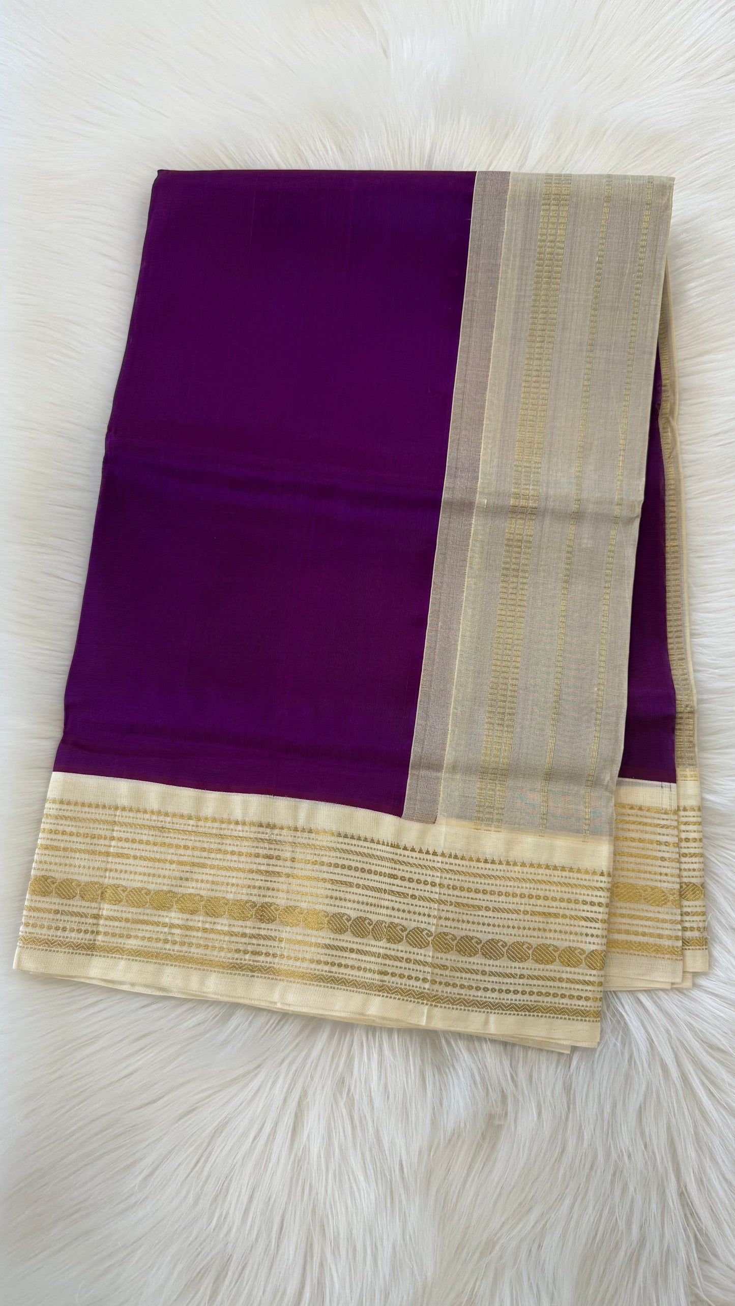 VADAMALLI PURPLE WITH CREAM WHITE KANCHIPURAM SILK COTTON (KSC31)
