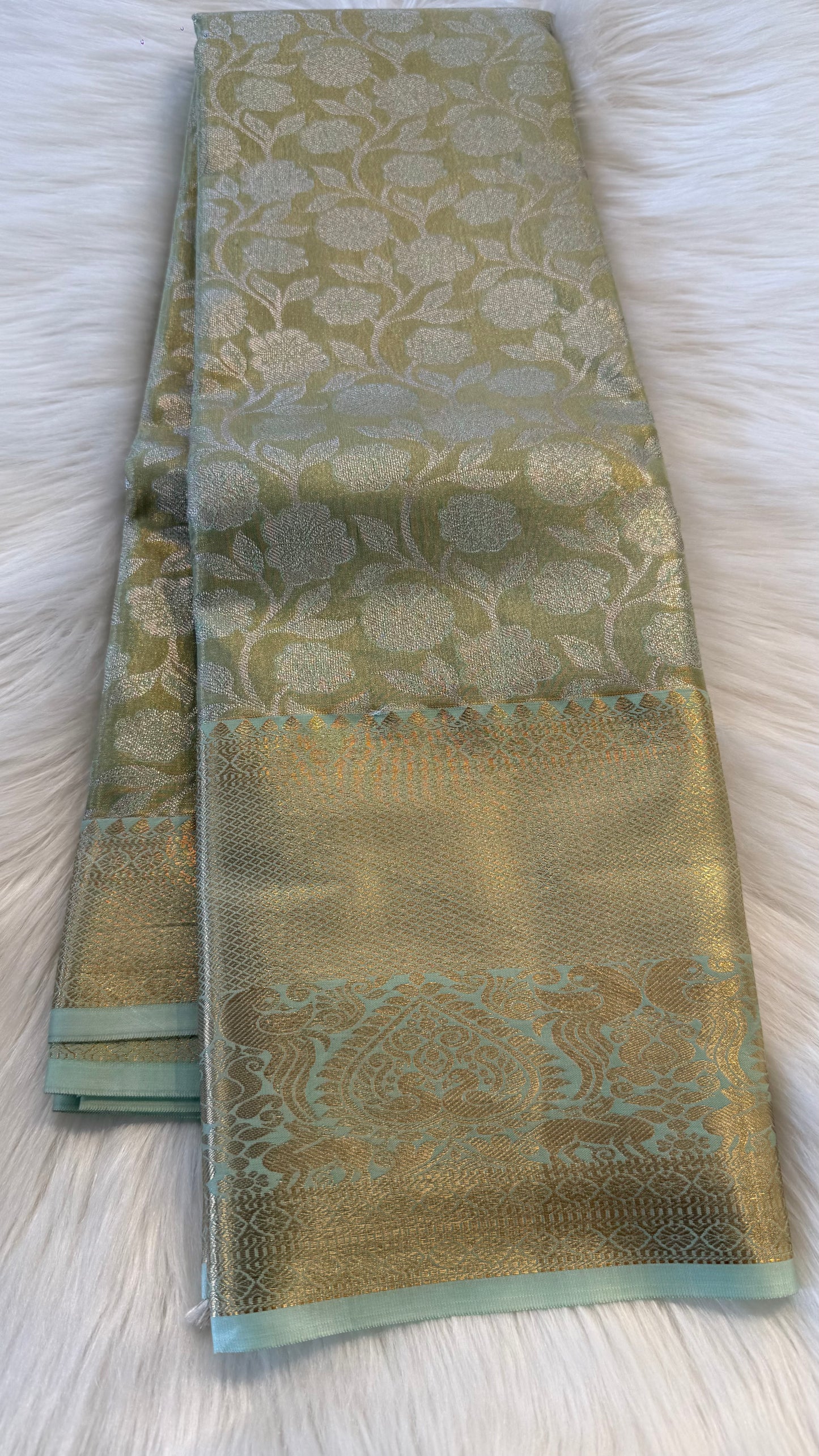 TURQUOISE SEMI SILK KANICHIPURAM SILK SAREE (SSKS25)