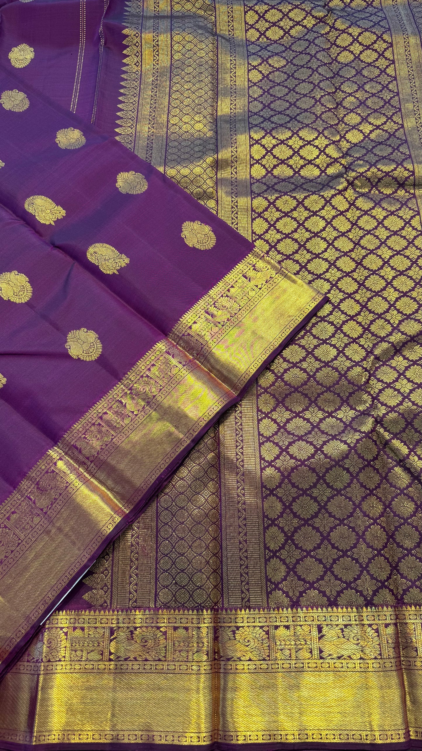 VADAMALI PURPLE GOLD ZARI HANDLOOM KANCHIPURAM SILK SAREE (KSS73)