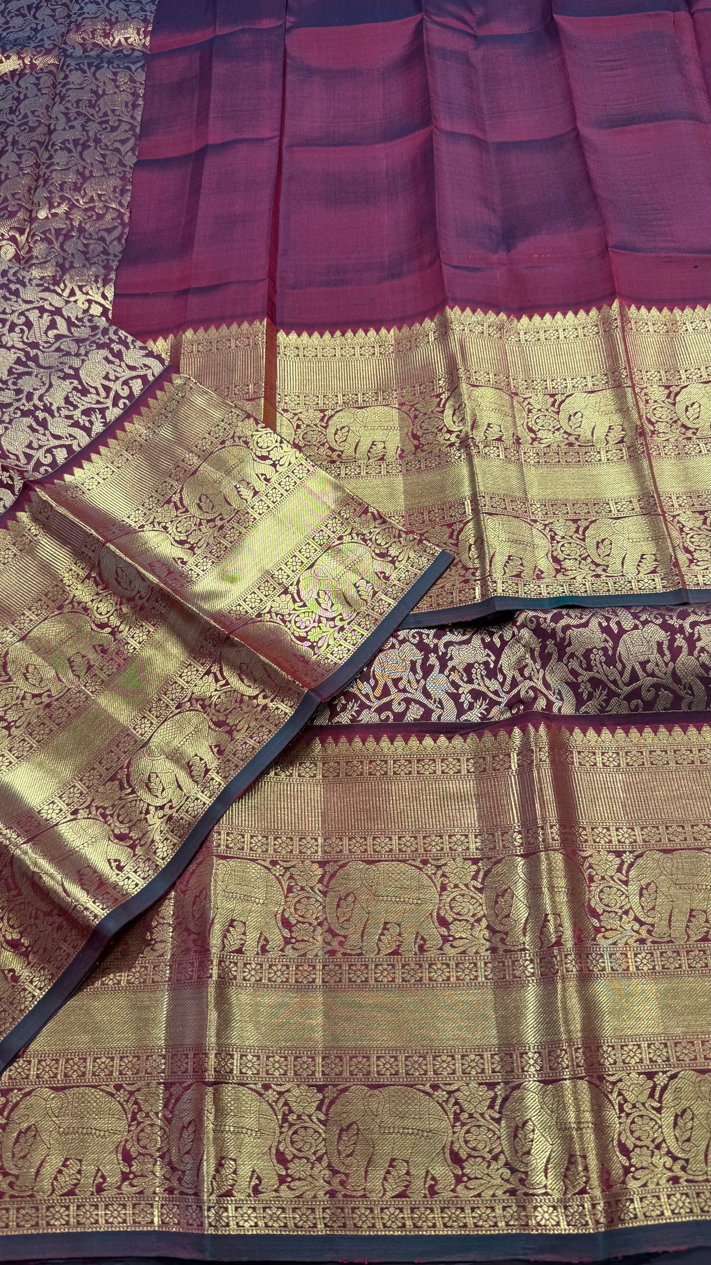 DEEP MAROON PURE KANCHIPURAM HANDLOOM SILK SAREE SILK(KSS 602)