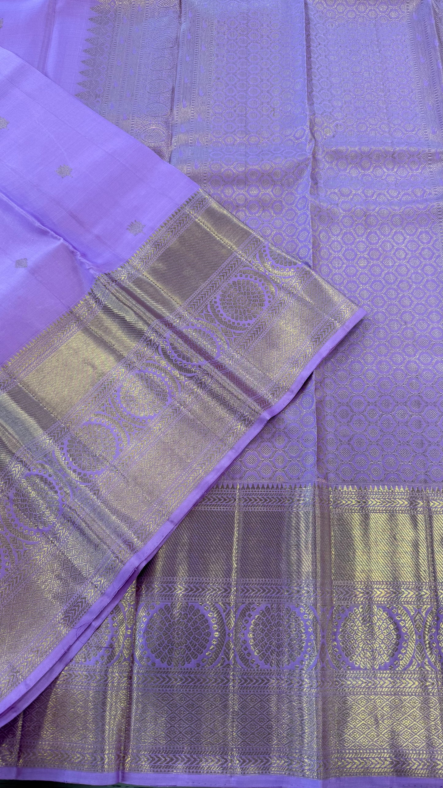 LAVENDER GOLD ZARI HANDLOOM KANICHIPURAM SILK SAREE (KSS152)