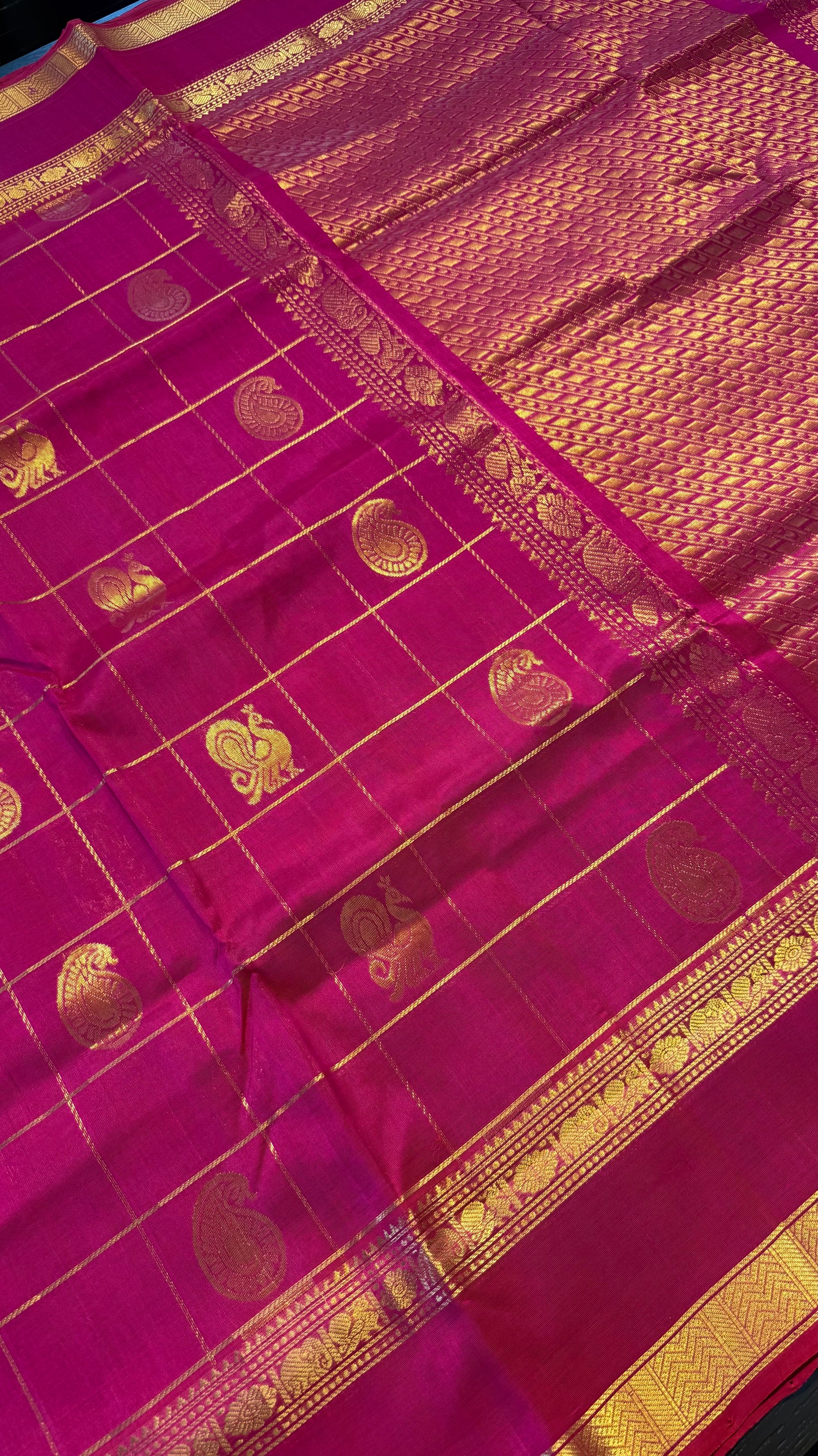 PINK KATTAM HANDLOOM KANCHIPURAM SILK COTTON (KSC129)