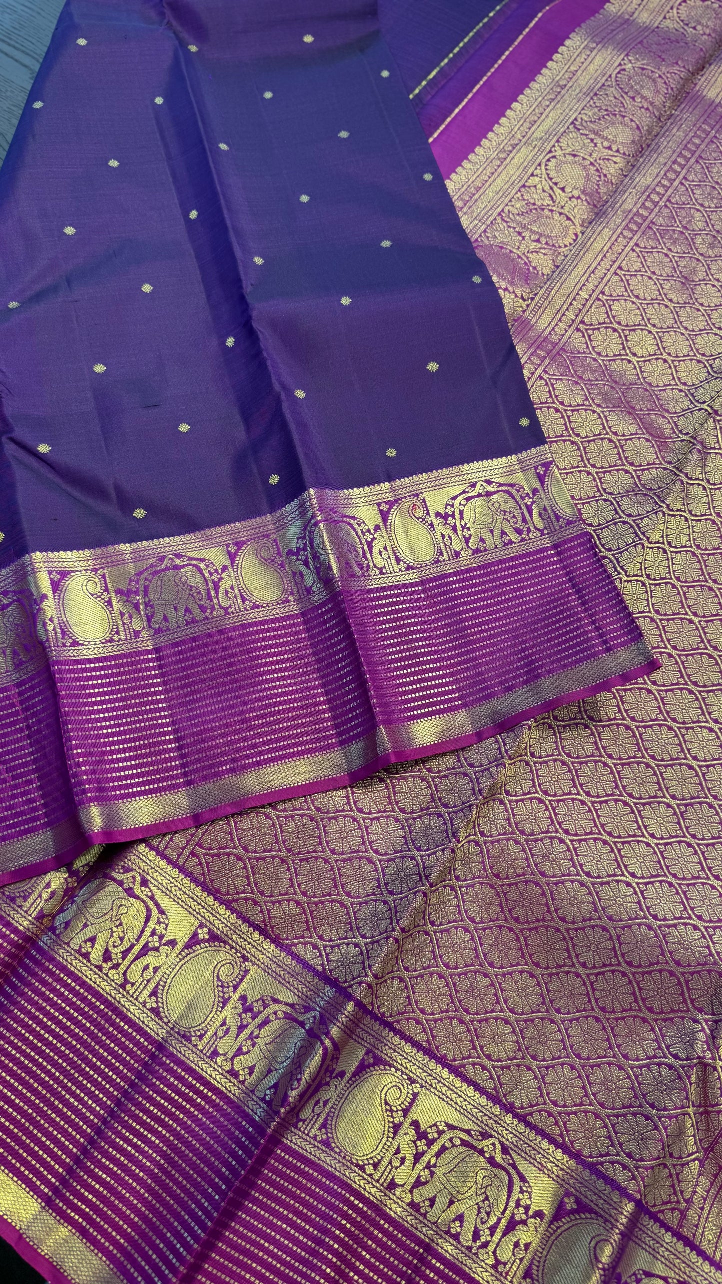 DARK PURPLE WITH VADAMALLI PURPLE GOLD ZARI HANDLOOM KANICHIPURAM SILK SAREE (KSS249)