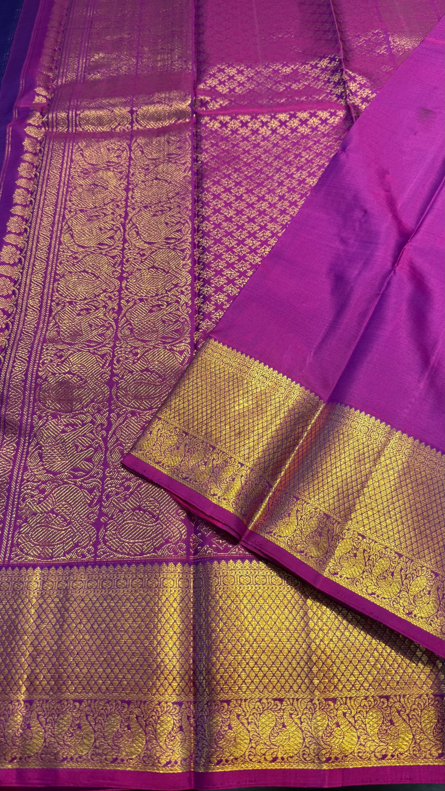 PURPLE GOLD ZARI HANDLOOM KANICHIPURAM SILK SAREE (KSS116)
