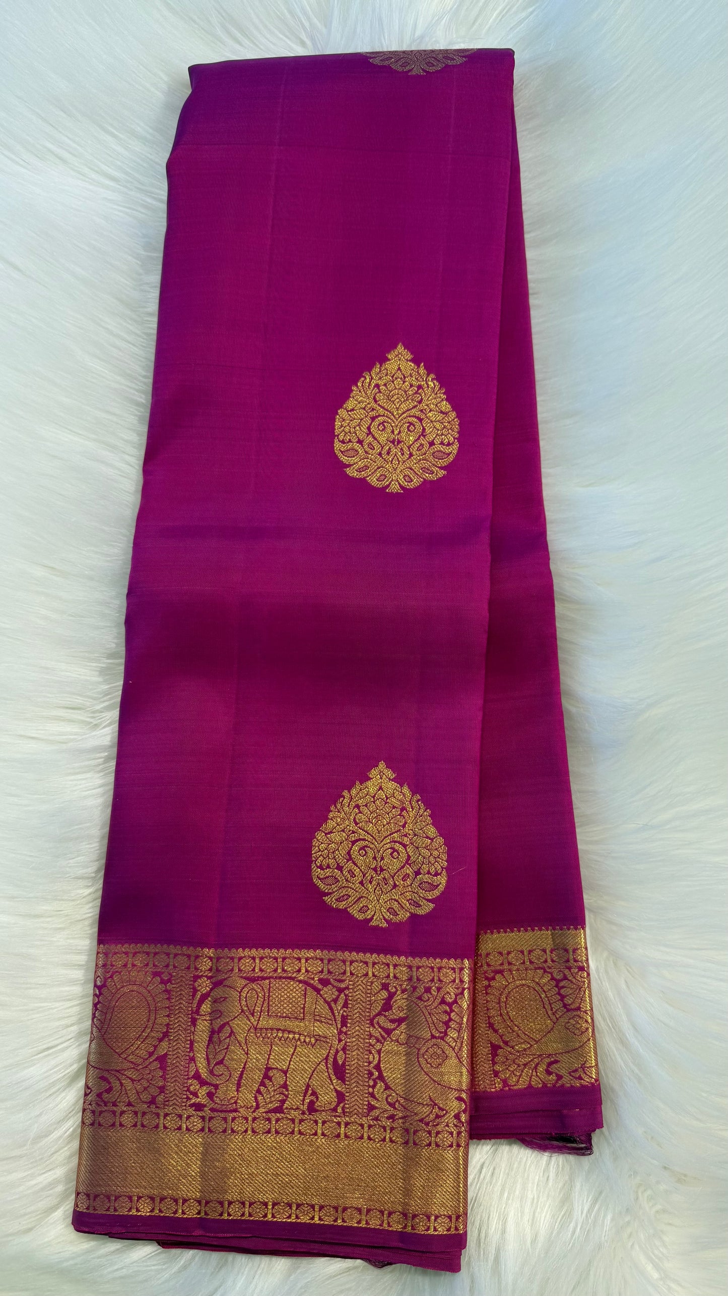DEEP PINK GOLD ZARI HANDLOOM KANCHIPURAM SILK SAREE (KSS332)