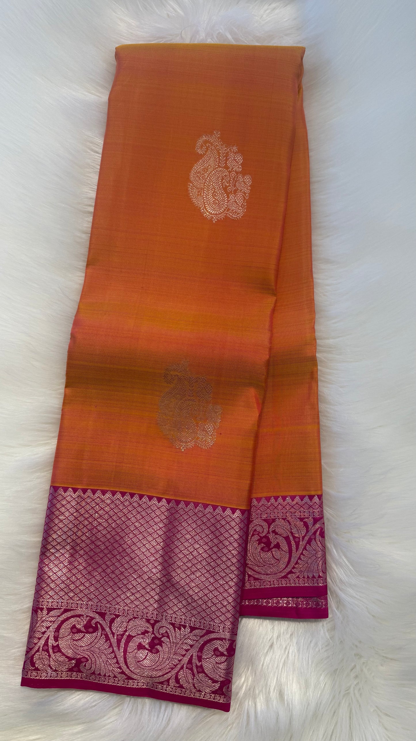 MANGO YELLOW HANDLOOM KANCHIPURAM SILK SAREE (KSS330)