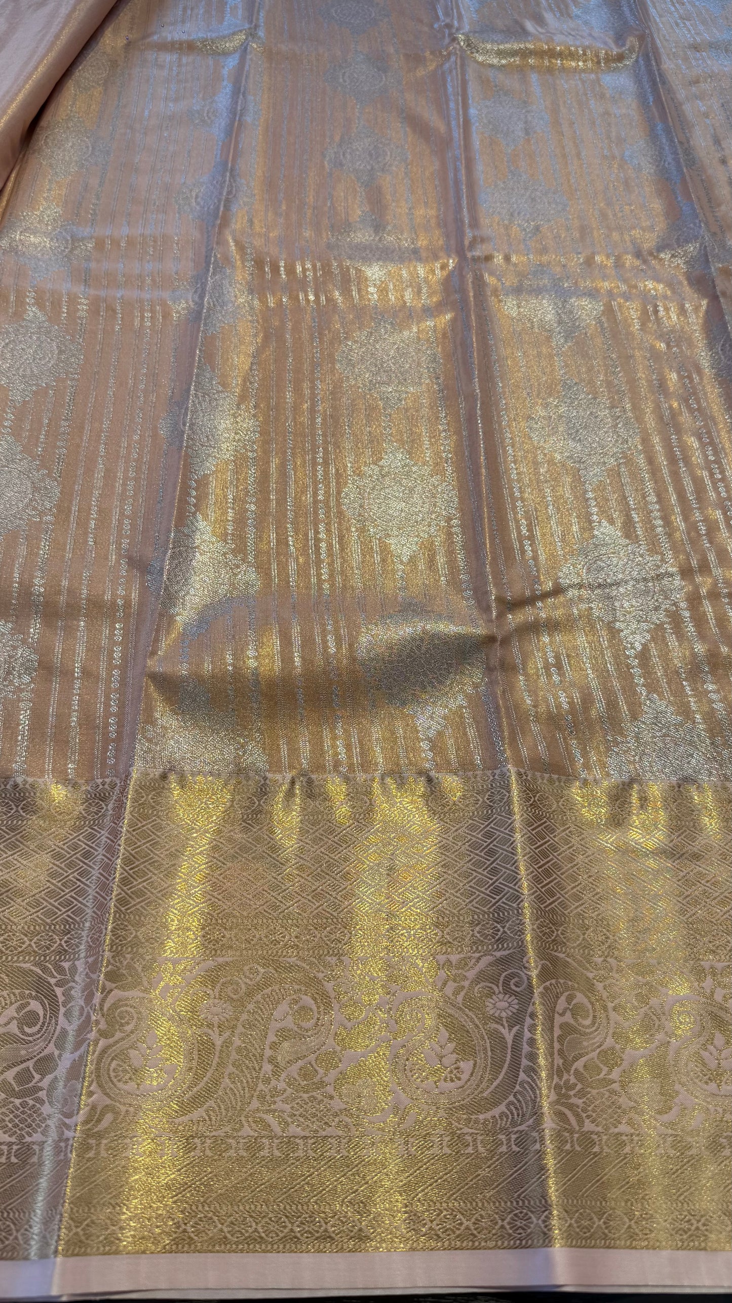 PEACH SEMI SILK KANICHIPURAM SILK SAREE (SSKS19)
