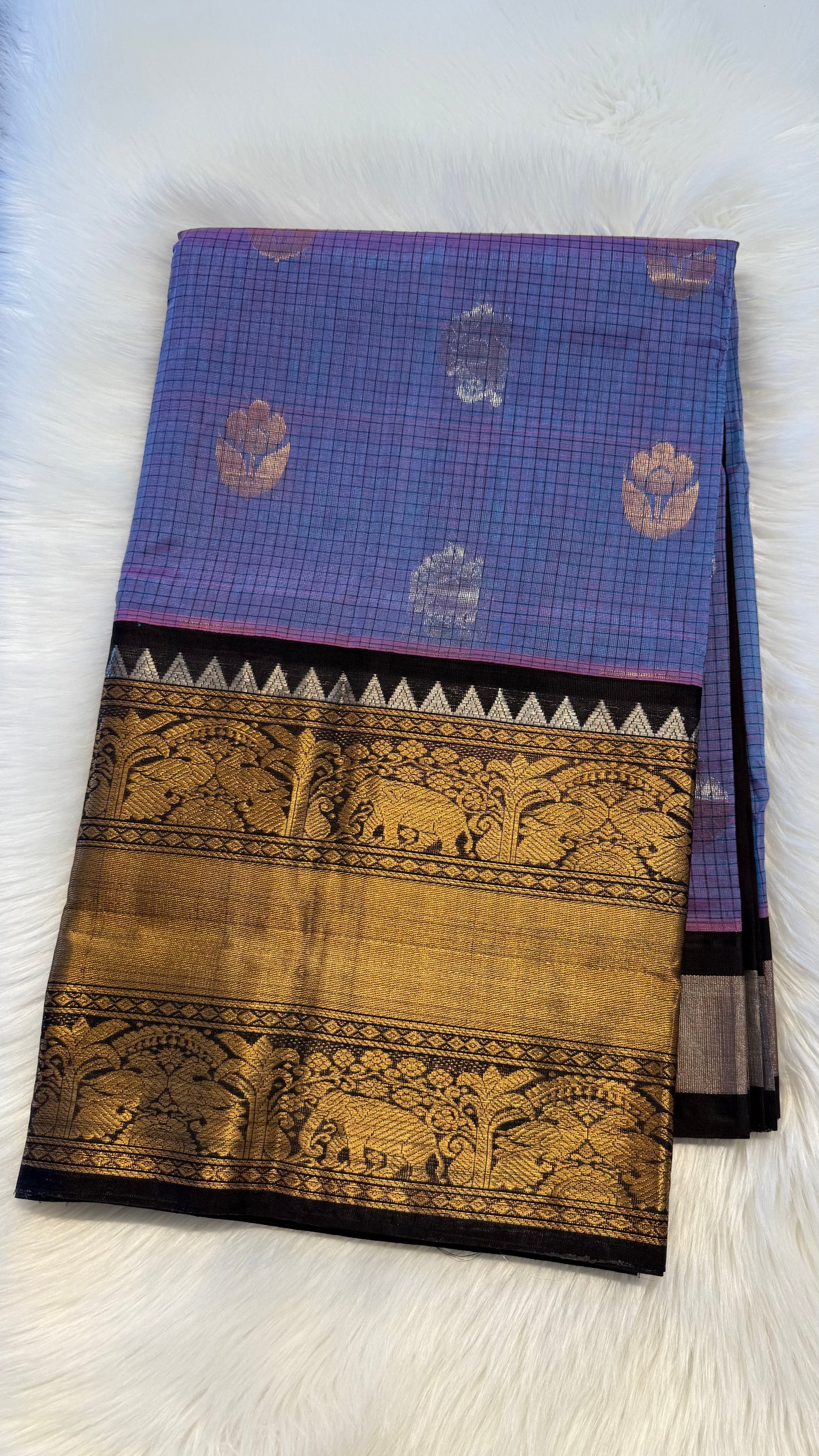 DUAL TONE PINK PURPLE WITH CONTRAST DARK BROWN MANGALAGIRI SILK COTTON (MSC04)