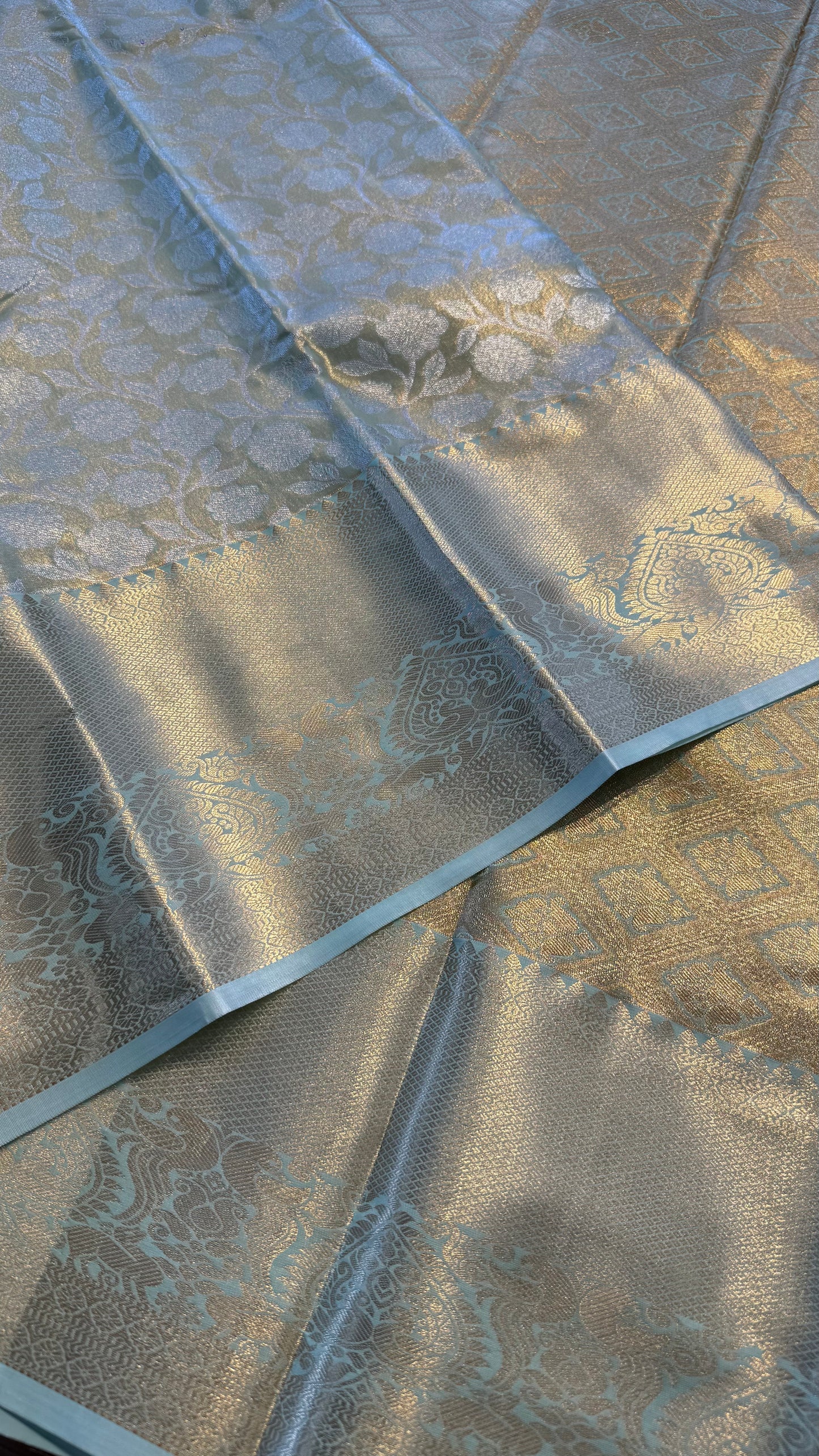 TURQUOISE SEMI SILK KANICHIPURAM SILK SAREE (SSKS25)
