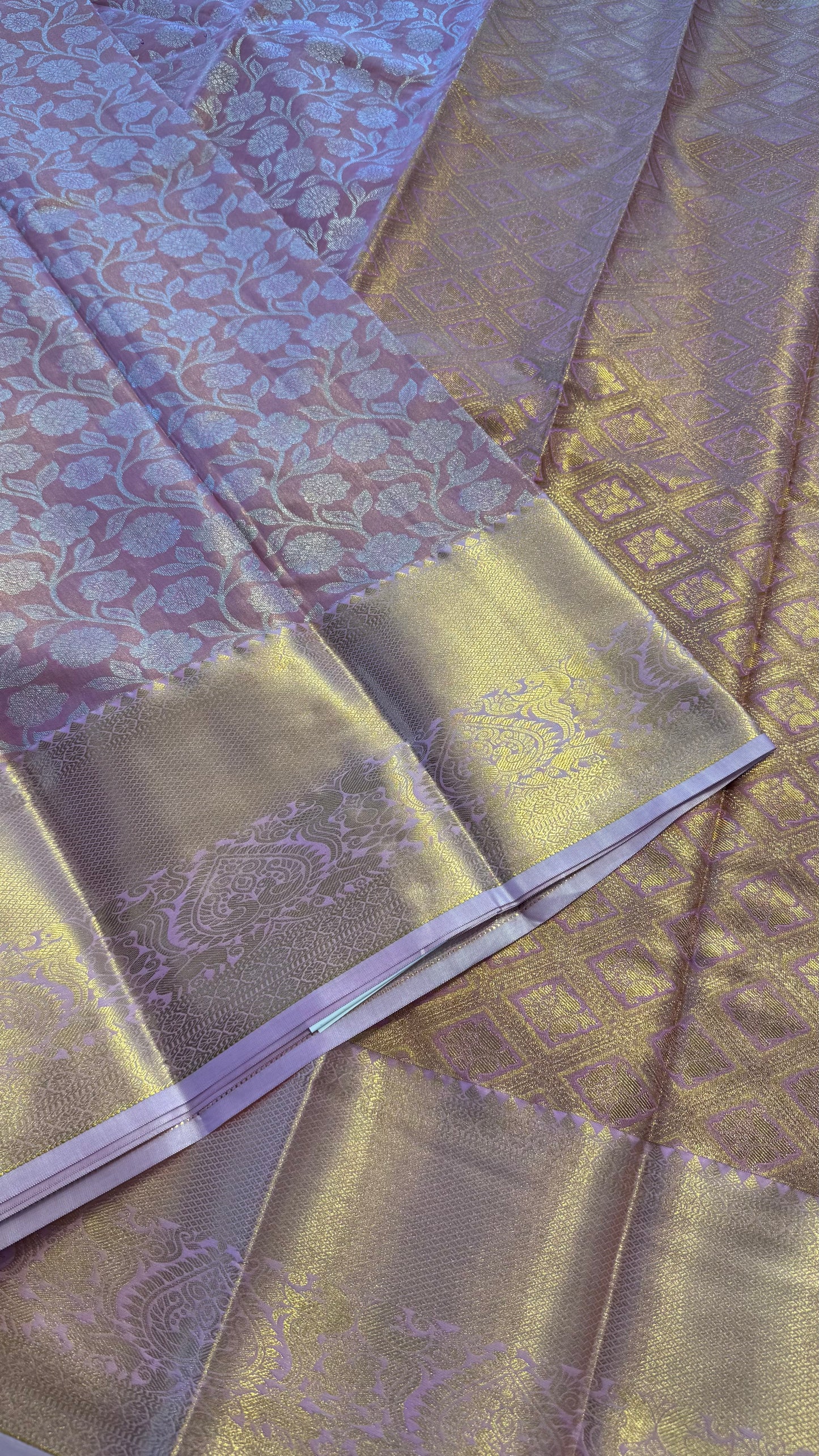 LAVENDER ROSE SEMI SILK KANICHIPURAM SILK SAREE (SSKS09)