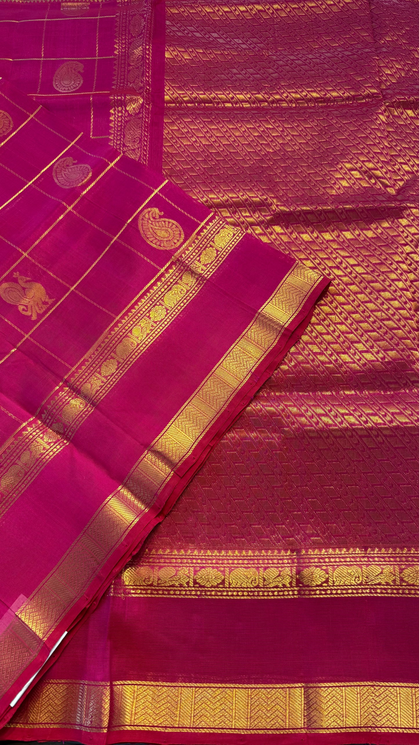 PINK KATTAM HANDLOOM KANCHIPURAM SILK COTTON (KSC129)