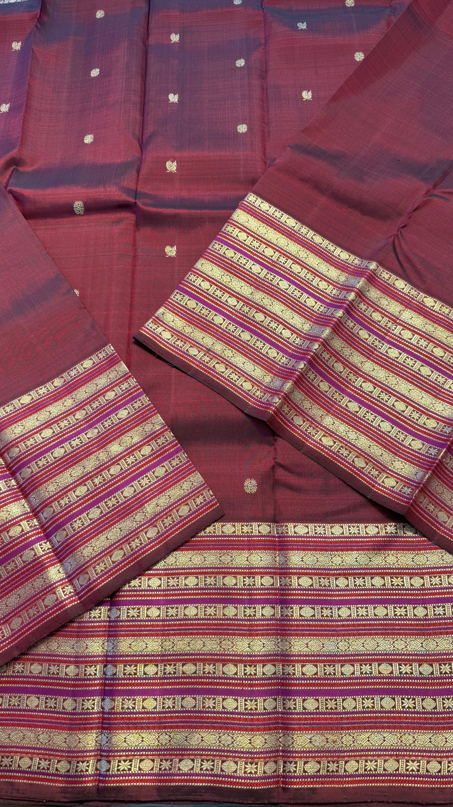 WINE RED PURE KANICHIPURAM HANDLOOM SILK SAREE (KSS130)