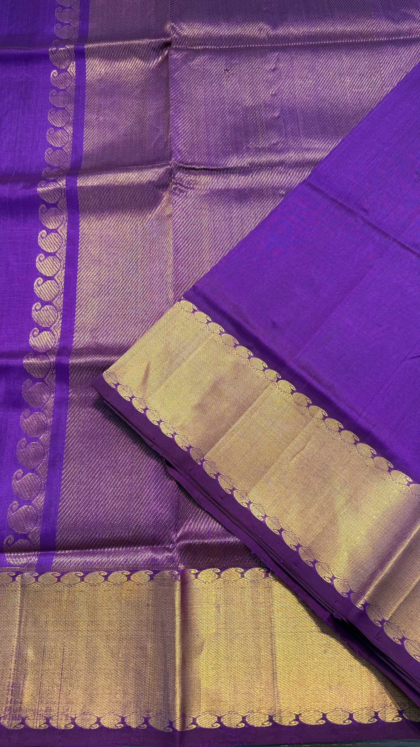 VADAMALLI PURPLE GOLD BORDER HANDLOOM KANCHIPURAM SILK COTTON (KSC08)