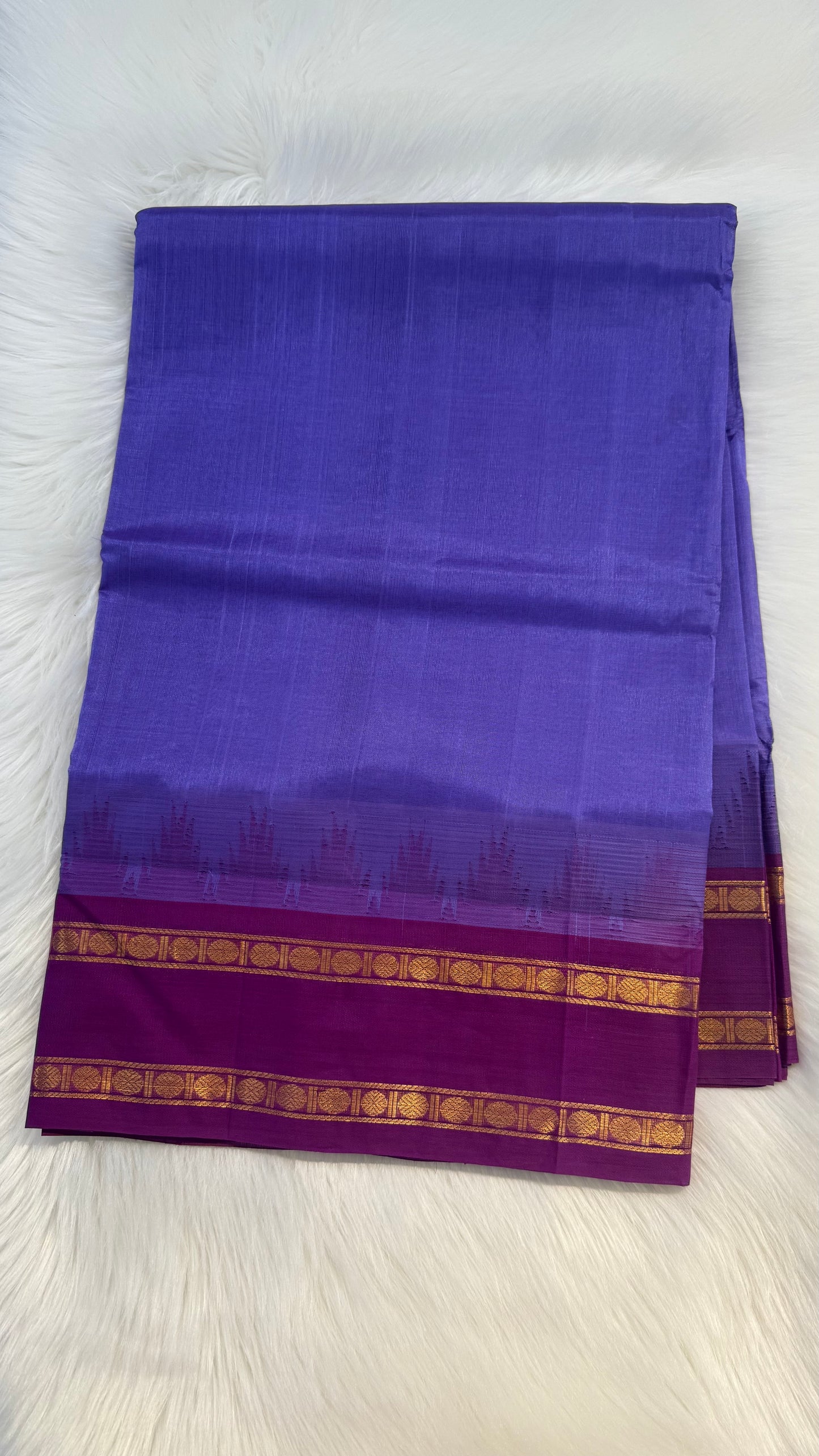 DARK LILAC WITH DARK RASPBERRY TRADITIONAL RETTAI PETTA BORDER HANDLOOM KANCHIPURAM SILK COTTON (KSC46)