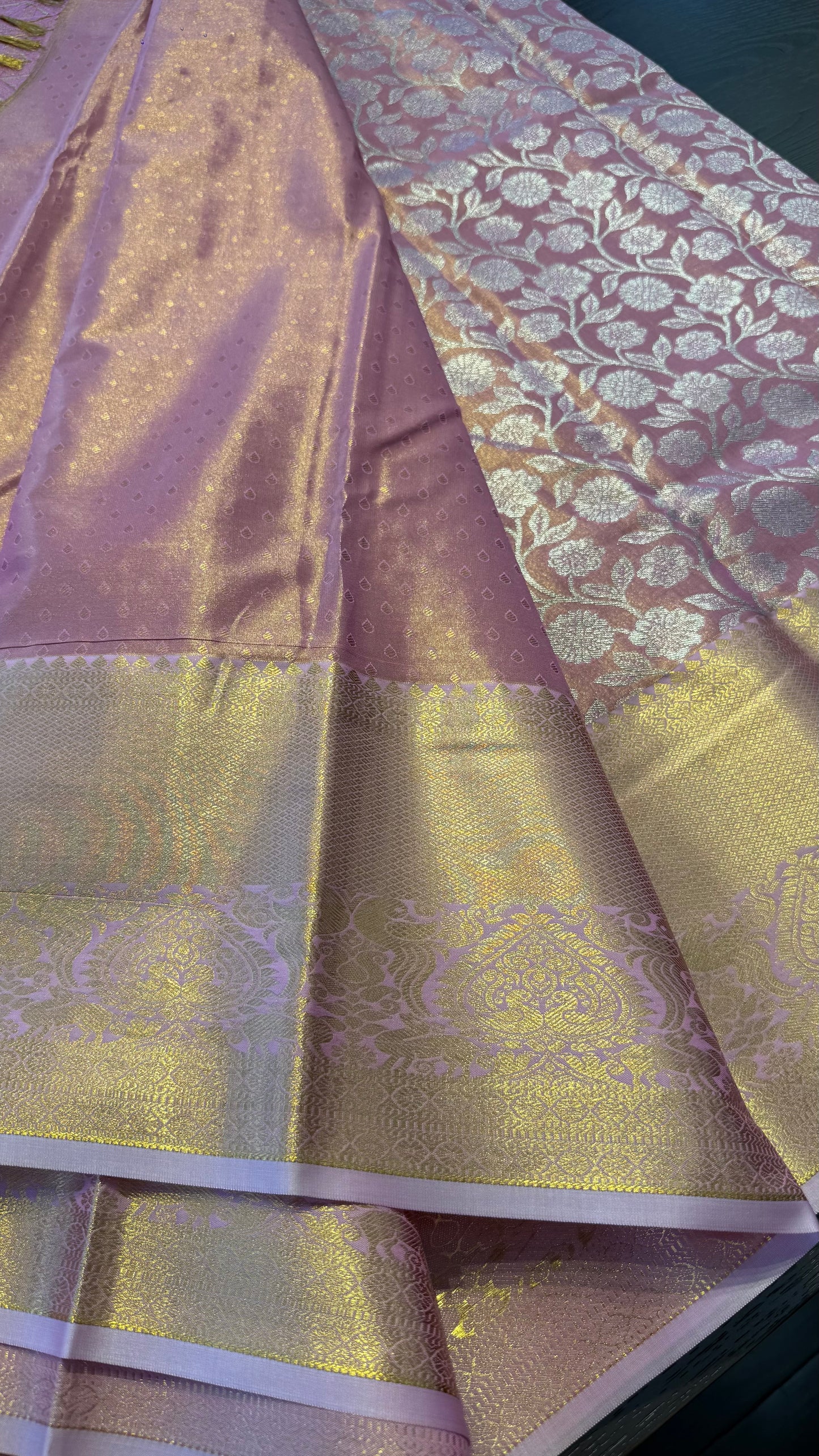 LAVENDER ROSE SEMI SILK KANICHIPURAM SILK SAREE (SSKS09)