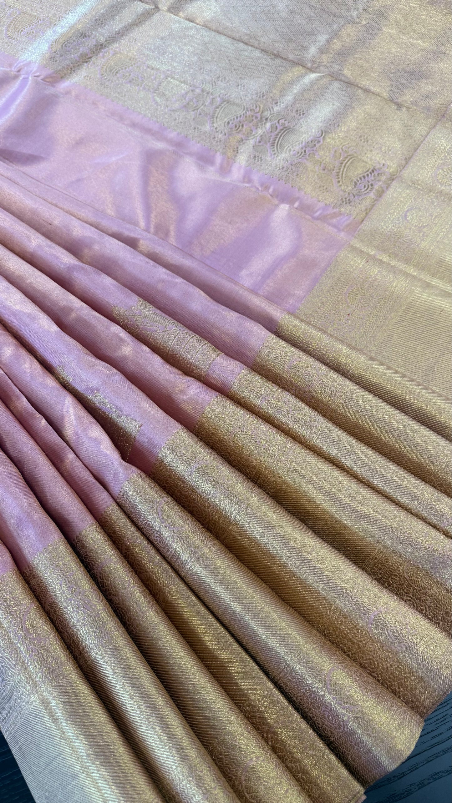PASTEL PINK GOLD ZARI HANDLOOM KANICHIPURAM SILK SAREE (KSS193)