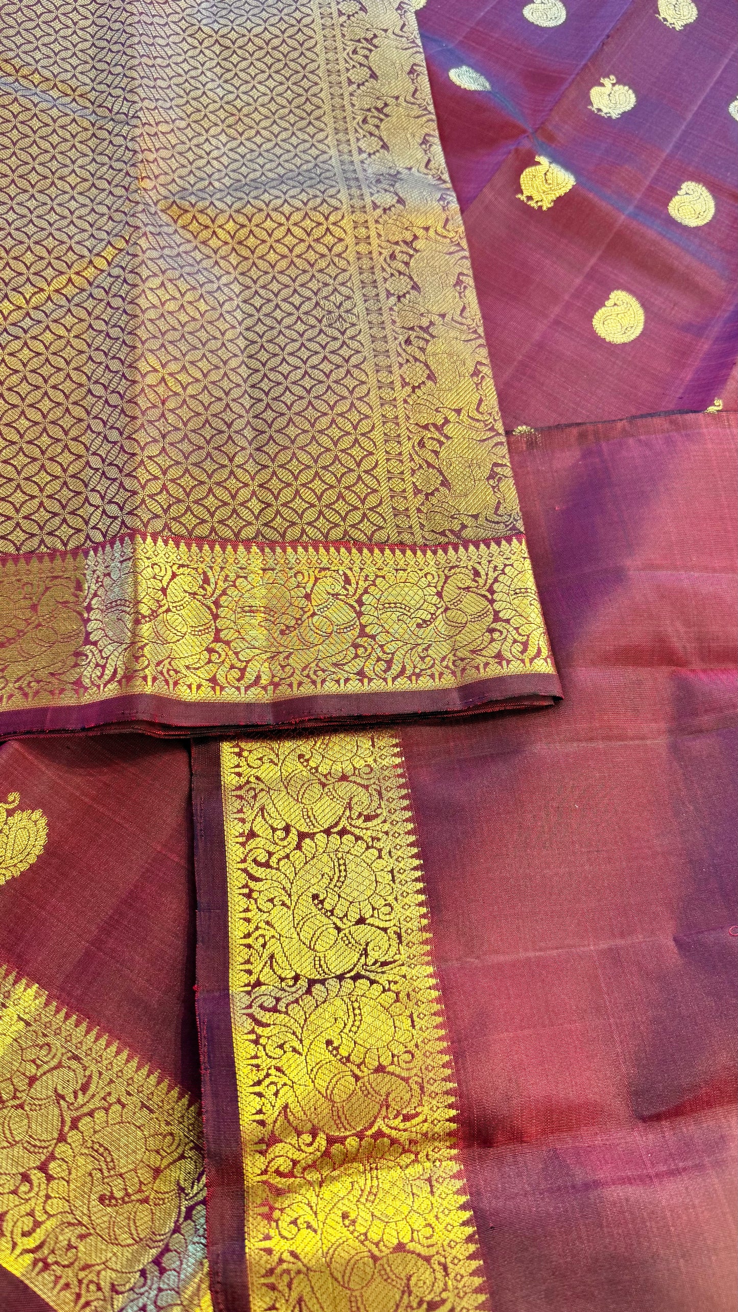 MULBERRY MAROON HANDLOOM KANICHIPURAM SILK SAREE (KSS17)