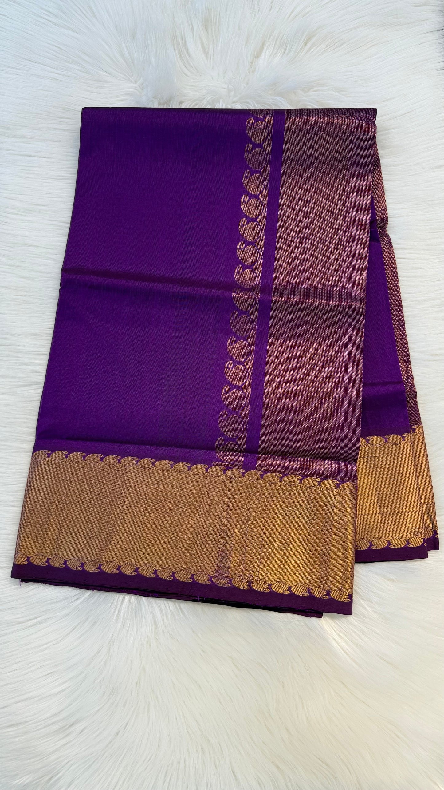 VADAMALLI PURPLE GOLD BORDER HANDLOOM KANCHIPURAM SILK COTTON (KSC08)
