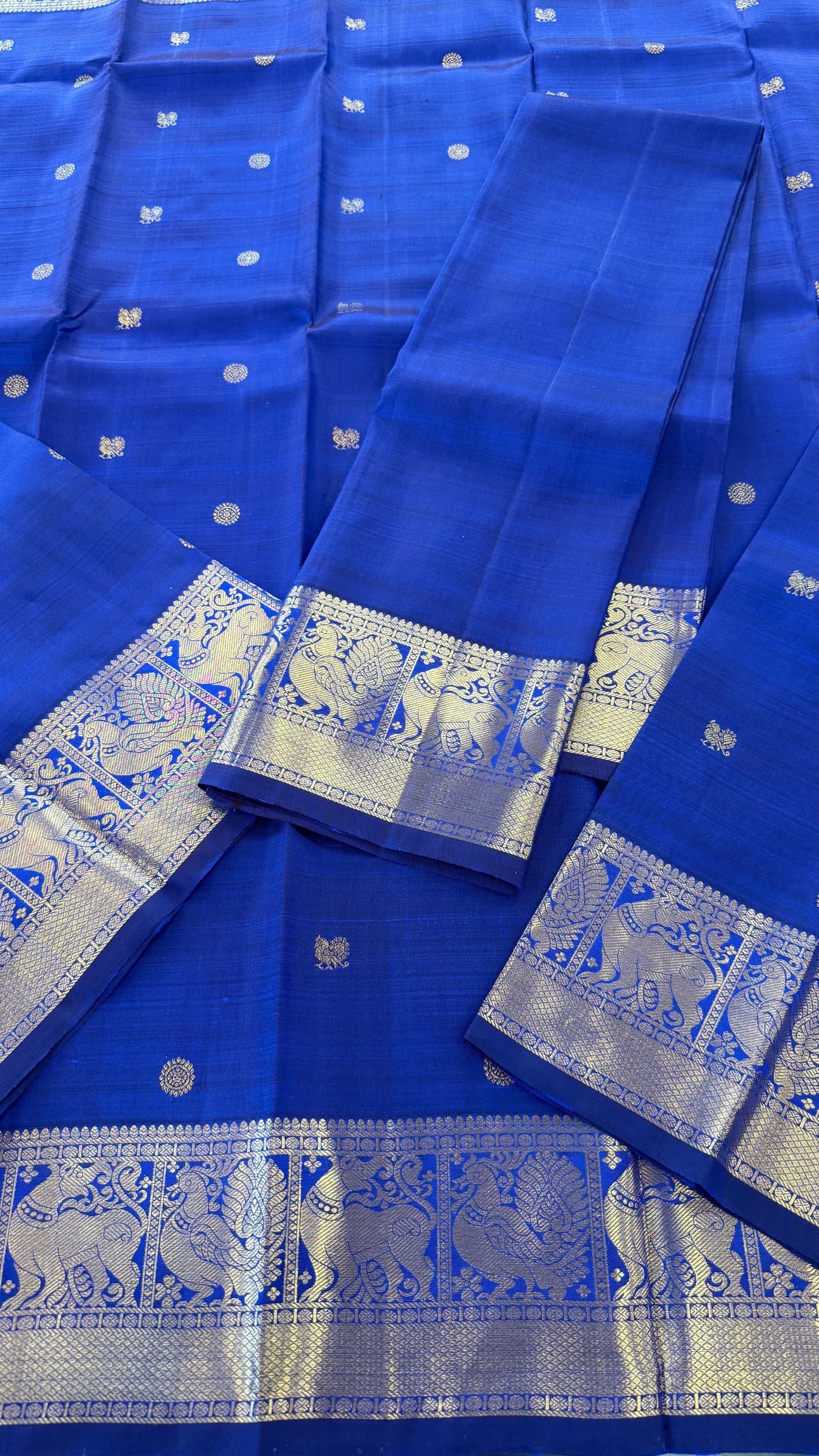 ROYAL BLUE GOLD ZARI HANDLOOM KANICHIPURAM SILK SAREE (KSS189)