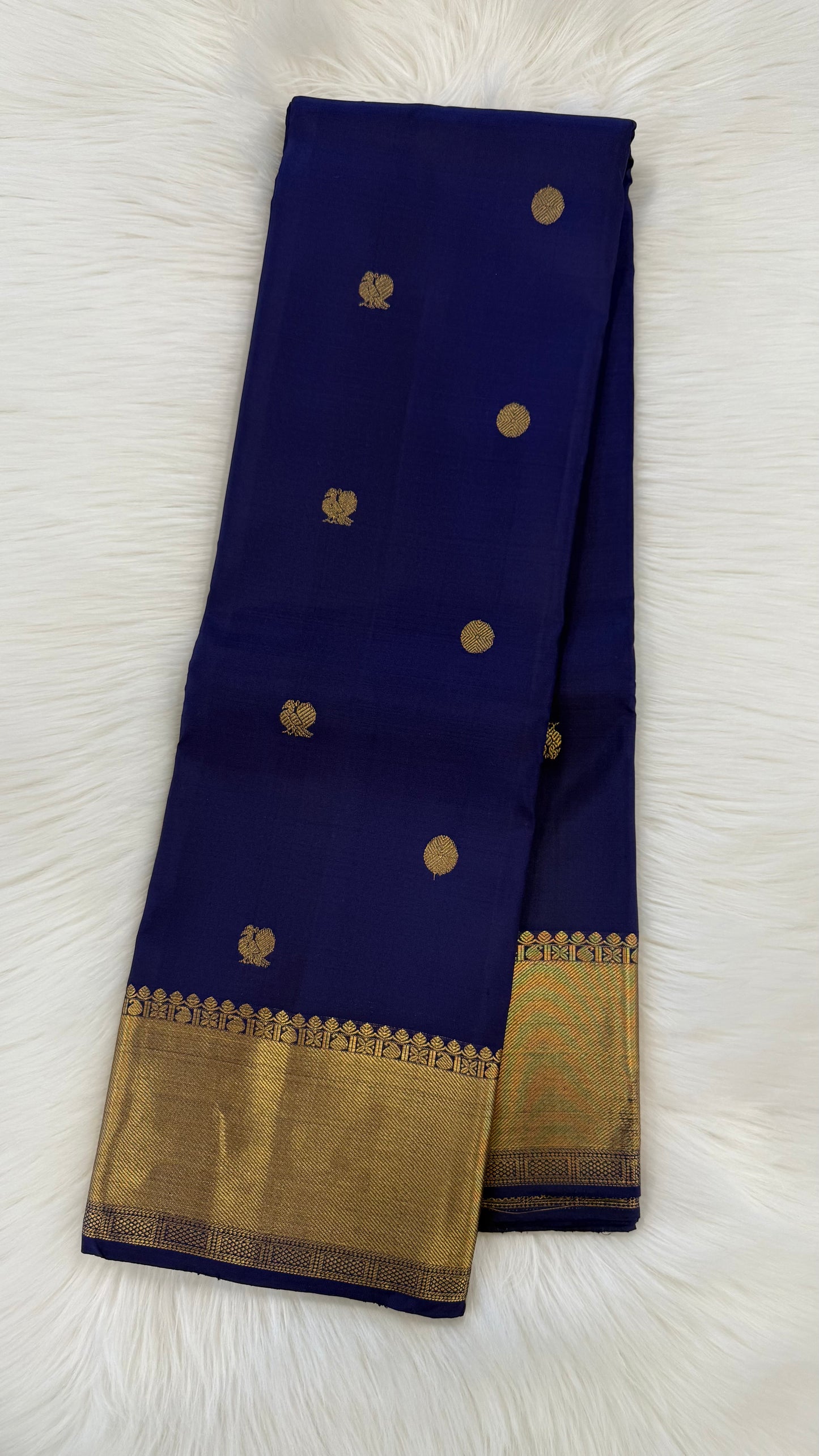 INDIGO BLUE GOLD ZARI HANDLOOM KANICHIPURAM SILK SAREE (KSS180)