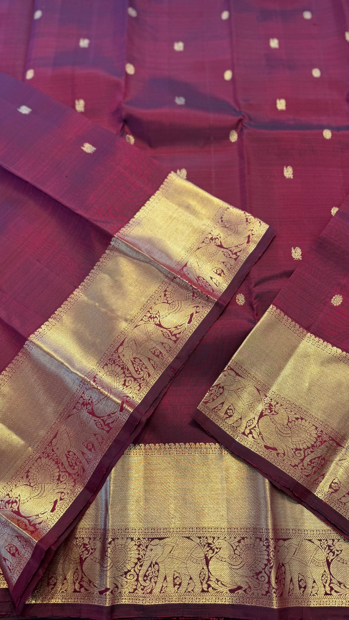 MAROON GOLD ZARI HANDLOOM KANICHIPURAM SILK SAREE (KSS237)