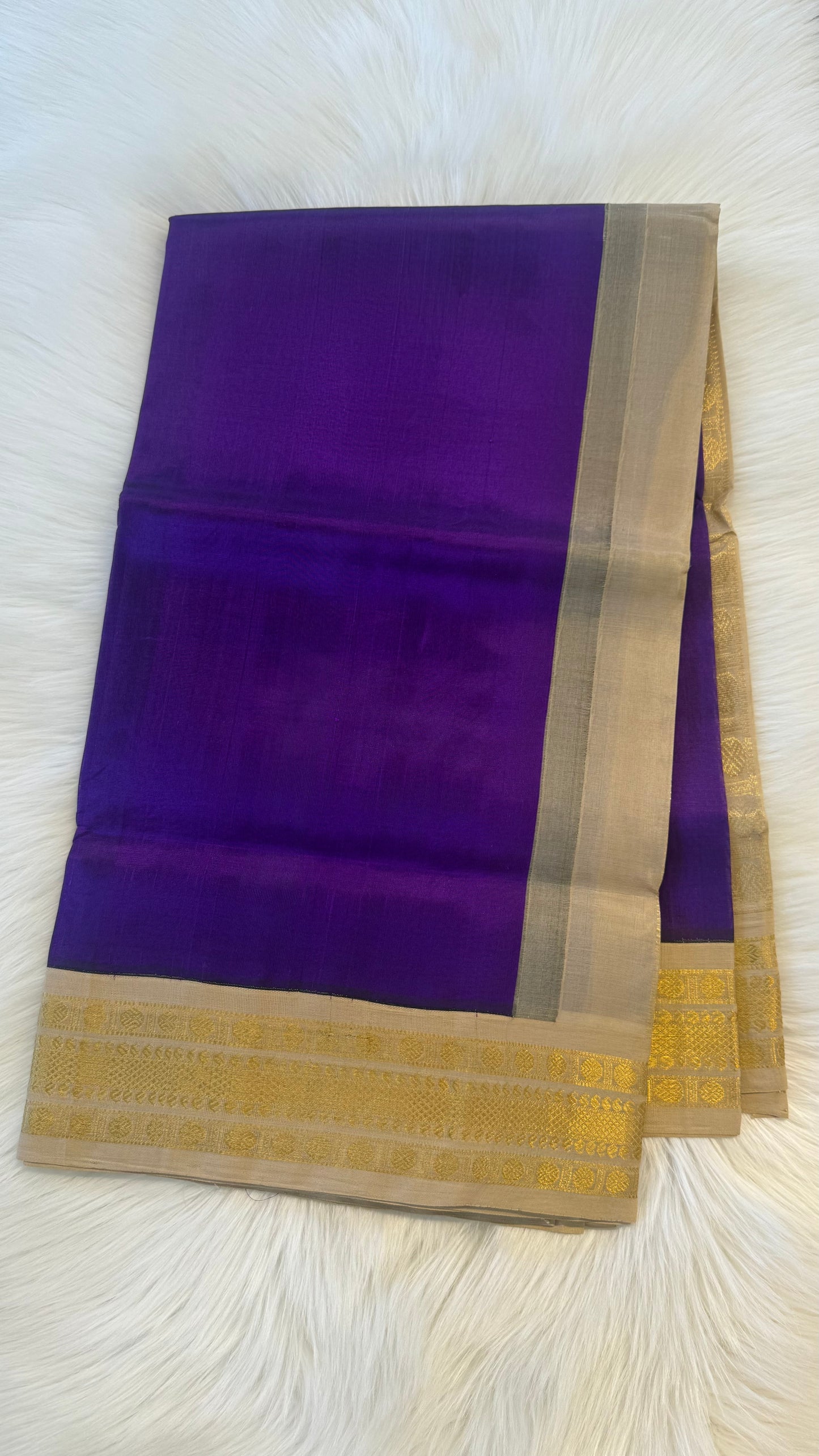 VADAMALLI PURPLE WITH CONTRAST CREAM HANDLOOM KANCHIPURAM SILK COTTON (KSC21)