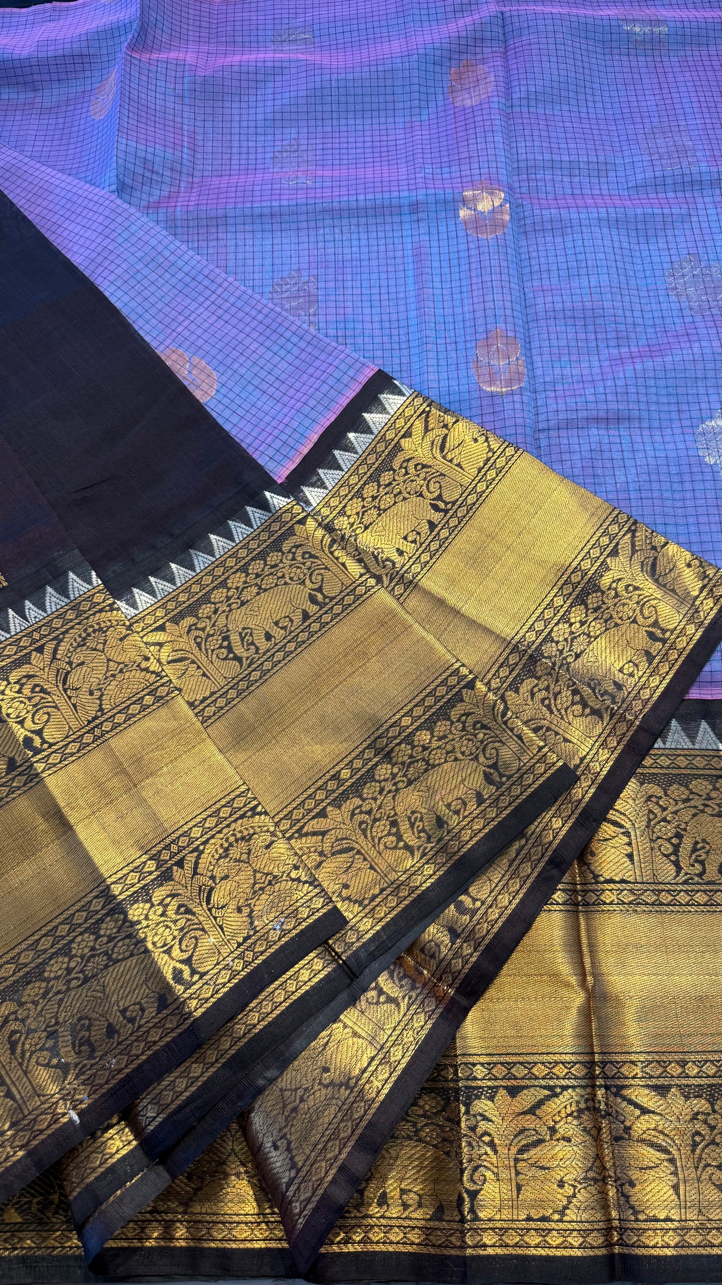 DUAL TONE PINK PURPLE WITH CONTRAST DARK BROWN MANGALAGIRI SILK COTTON (MSC04)