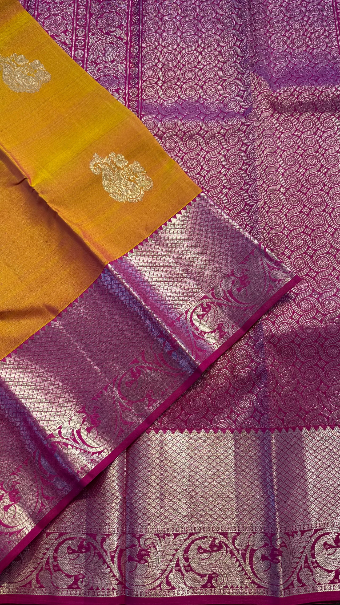 MANGO YELLOW HANDLOOM KANCHIPURAM SILK SAREE (KSS330)