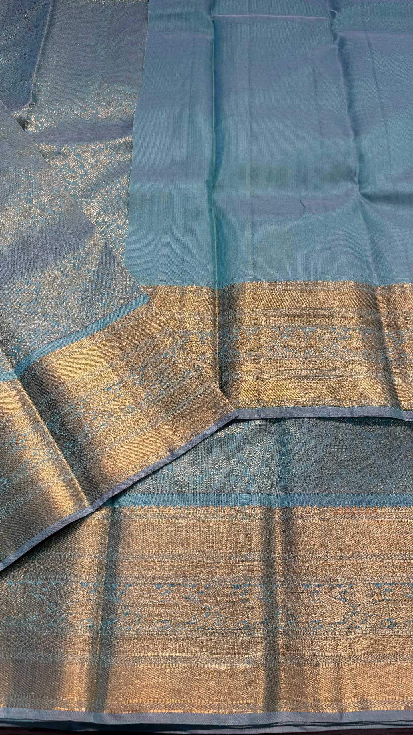 MINT GREEN FULL GOLD ZARI PURE HANDLOOM KANCHIPURAM SILK SAREE (KSS 505)