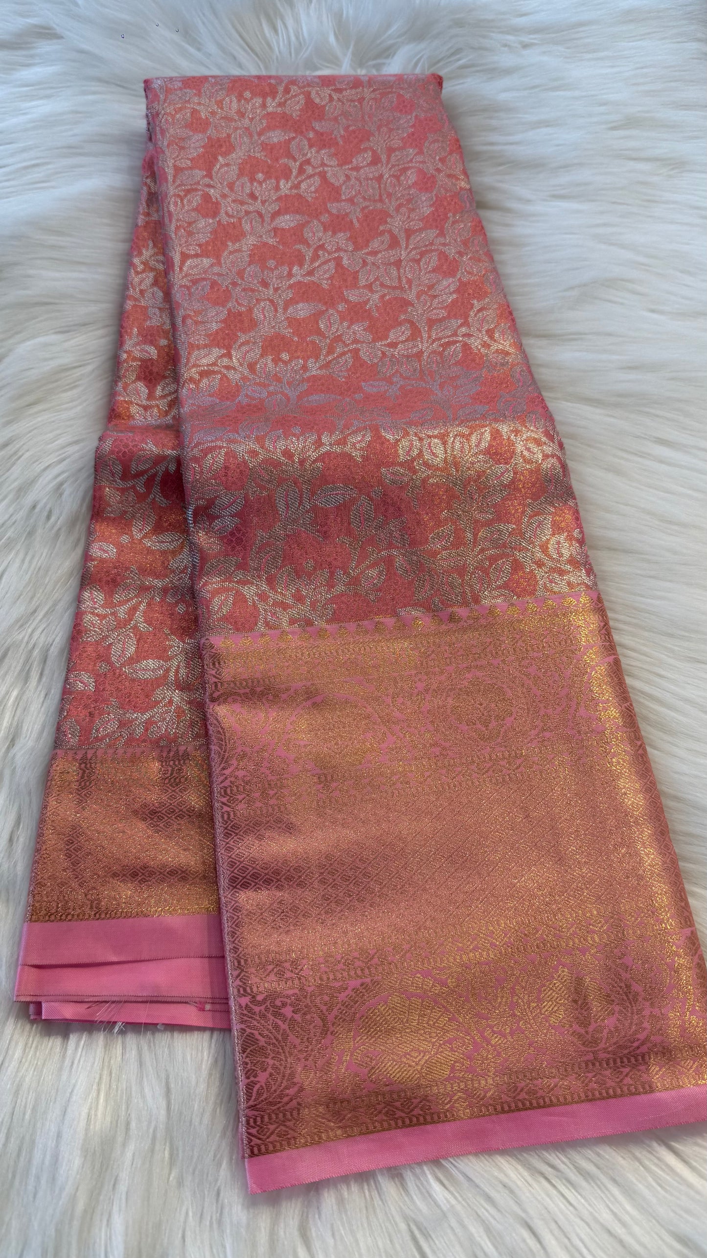 SALMON SEMI SILK KANICHIPURAM SILK SAREE (SSKS08)