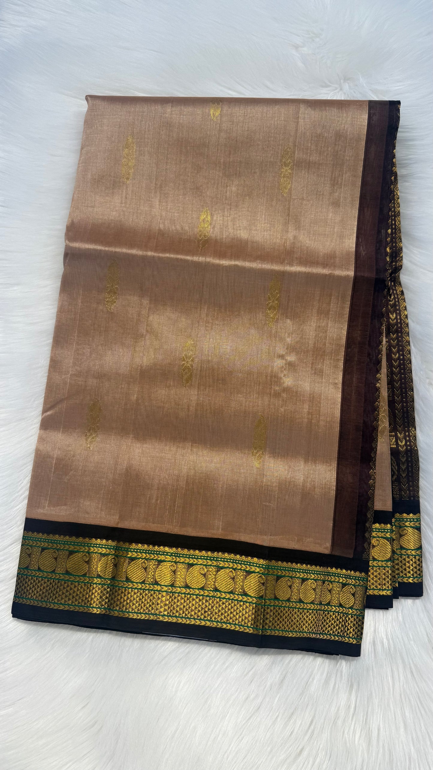 COFFEE & DARK BROWN KANCHIPURAM HANDLOOM SILK COTTON SAREE(KSC70)