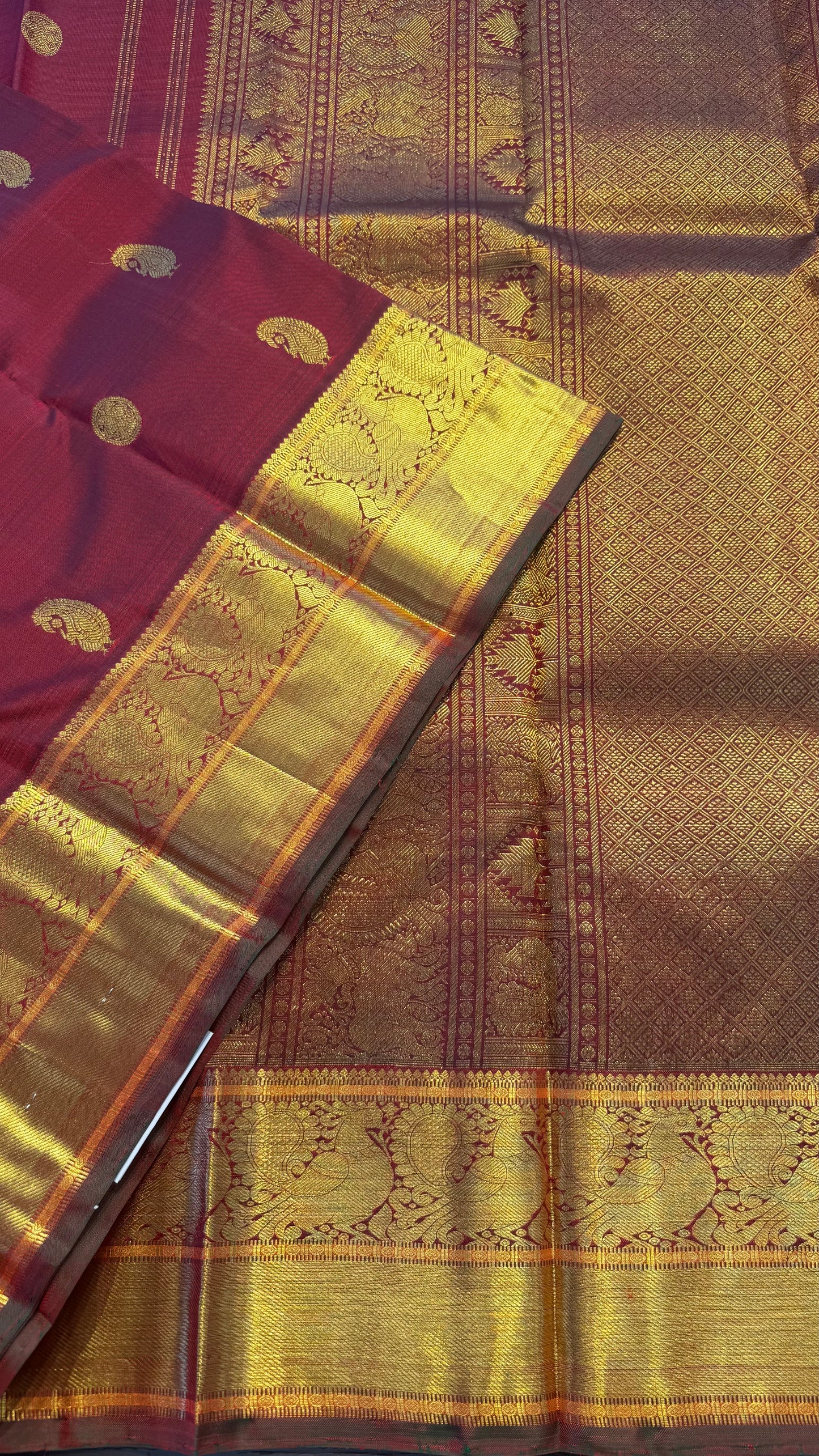 MAROON GOLD ZARI HANDLOOM KANICHIPURAM SILK SAREE (KSS124)