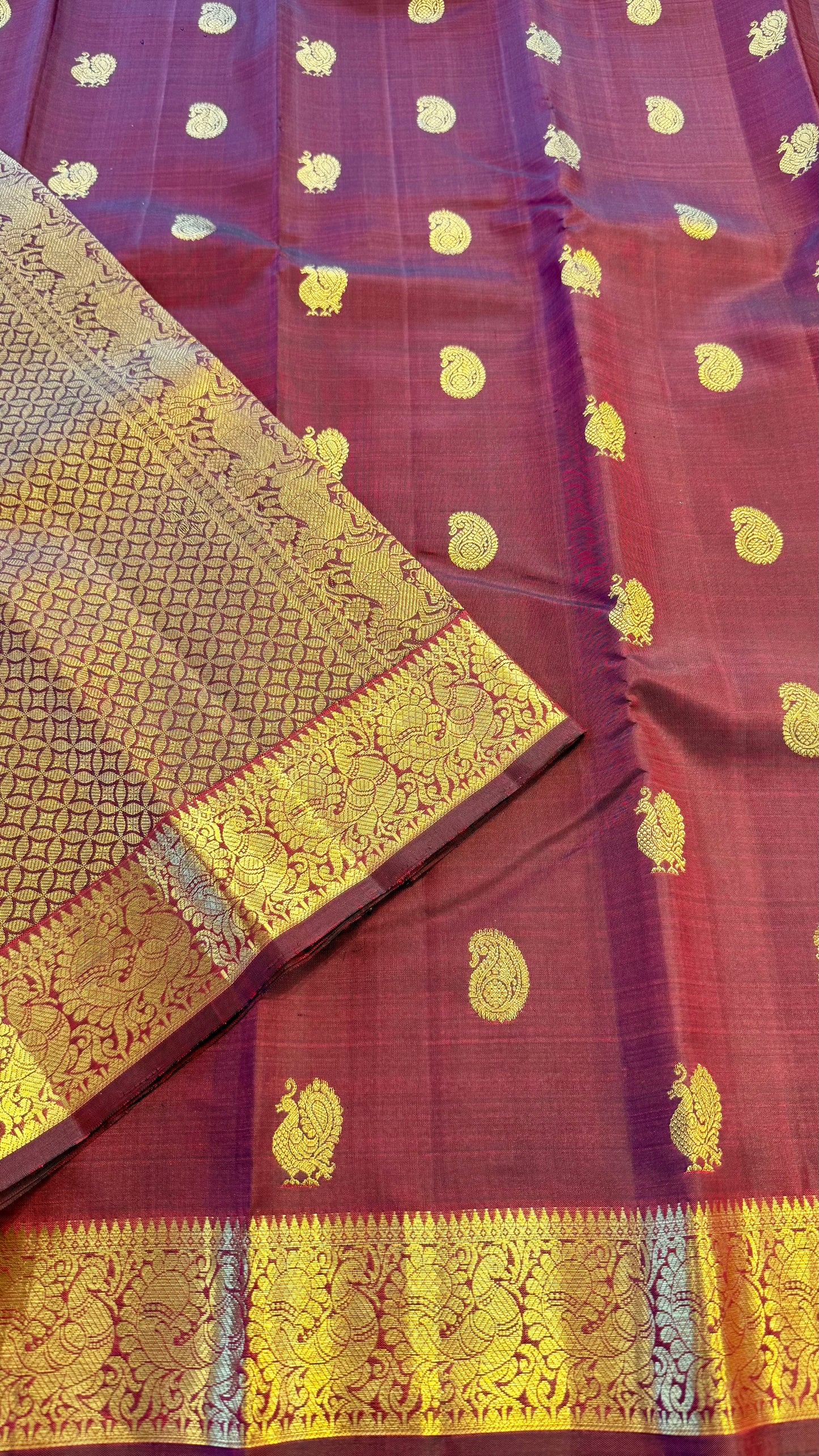 MULBERRY MAROON HANDLOOM KANICHIPURAM SILK SAREE (KSS17)
