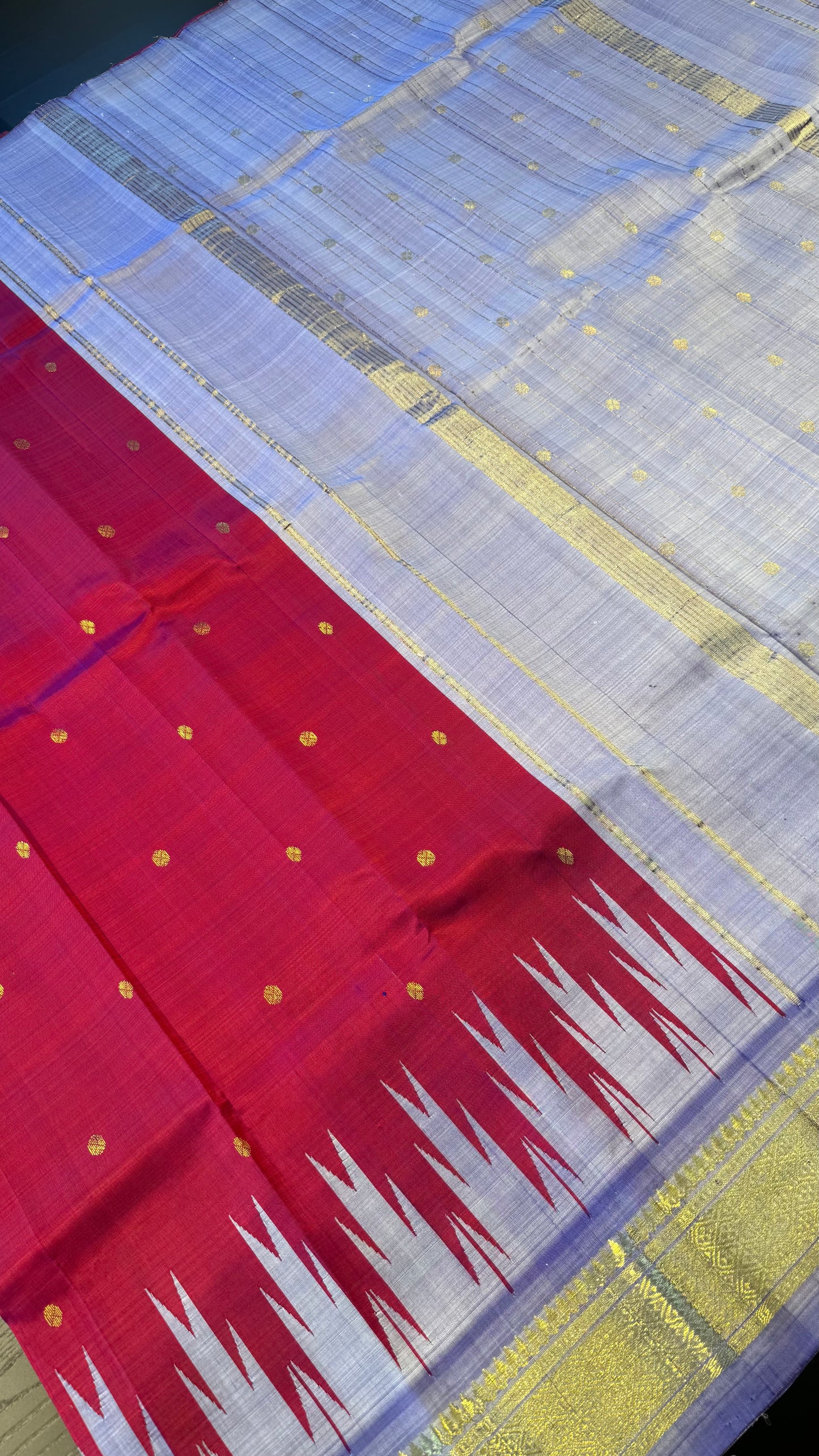 RASBERRY DUAL TONE WITH THALAMPOO LAVENDER BORDER PURE HANDLOOM KANCHIPURAM SINGLE SIDE BORDER SILK SAREE (KSSB 42)