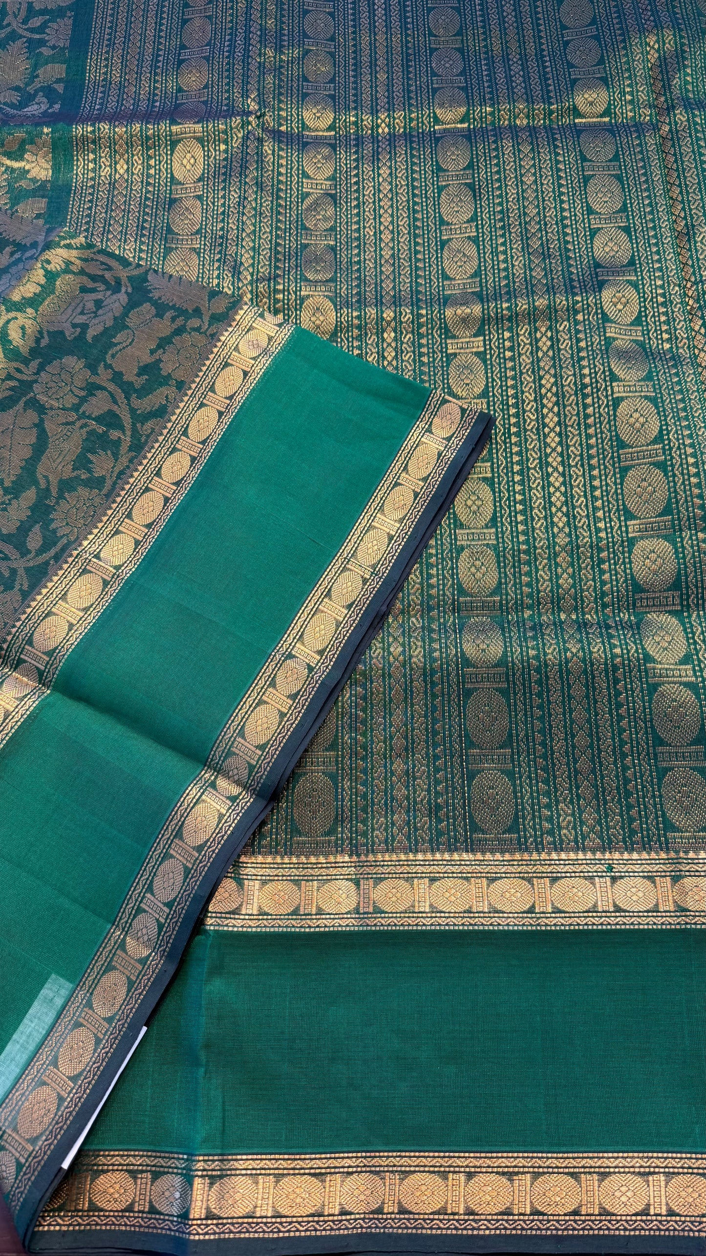 GREEN VANASINGARAM HANDLOOM KANCHIPURAM SILK COTTON (KSC141)