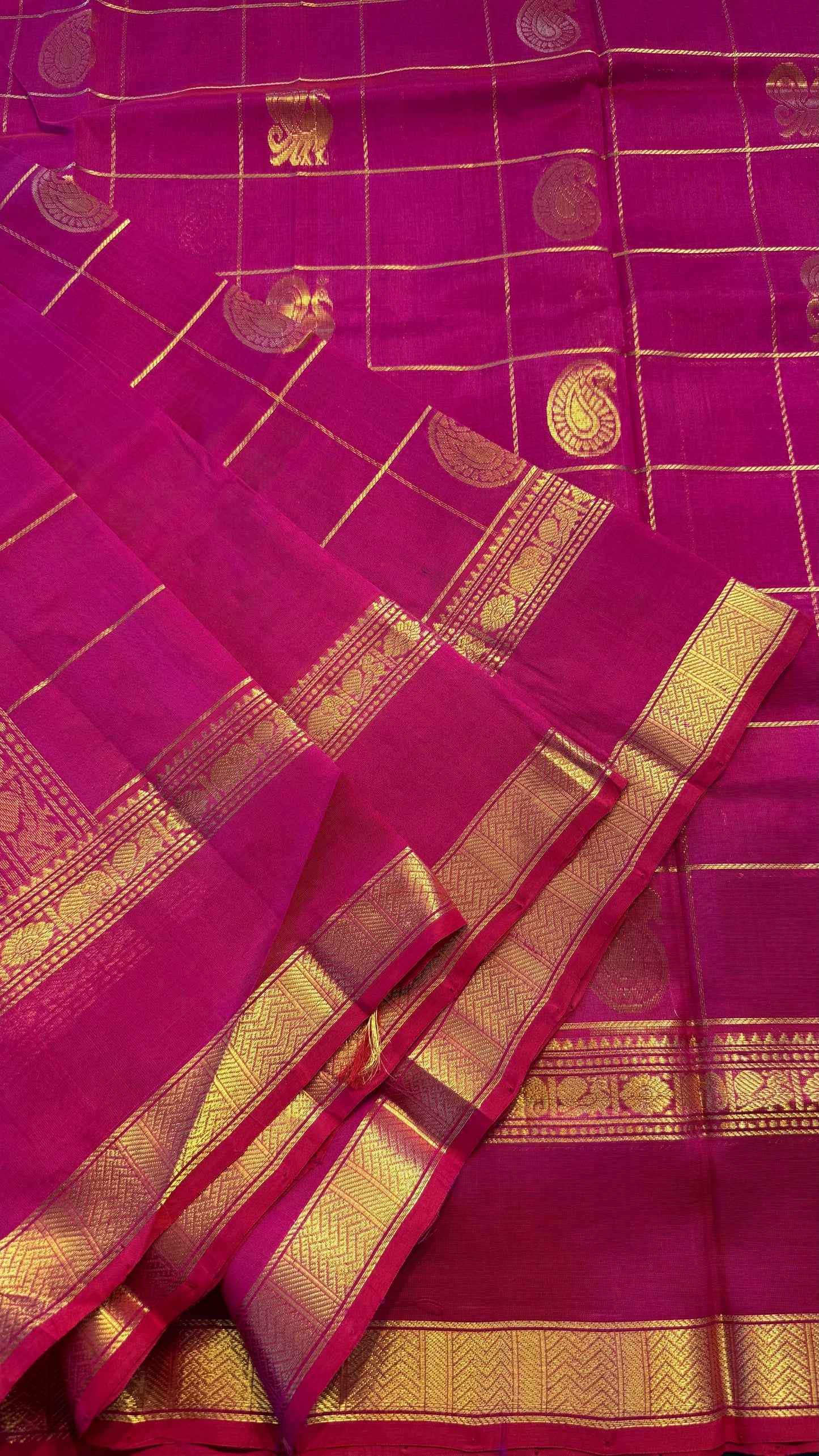 PINK KATTAM HANDLOOM KANCHIPURAM SILK COTTON (KSC129)