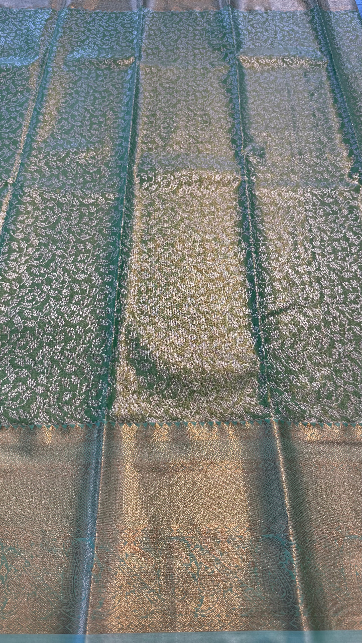 SEA GREEN SEMI SILK KANICHIPURAM SILK SAREE (SSKS22)