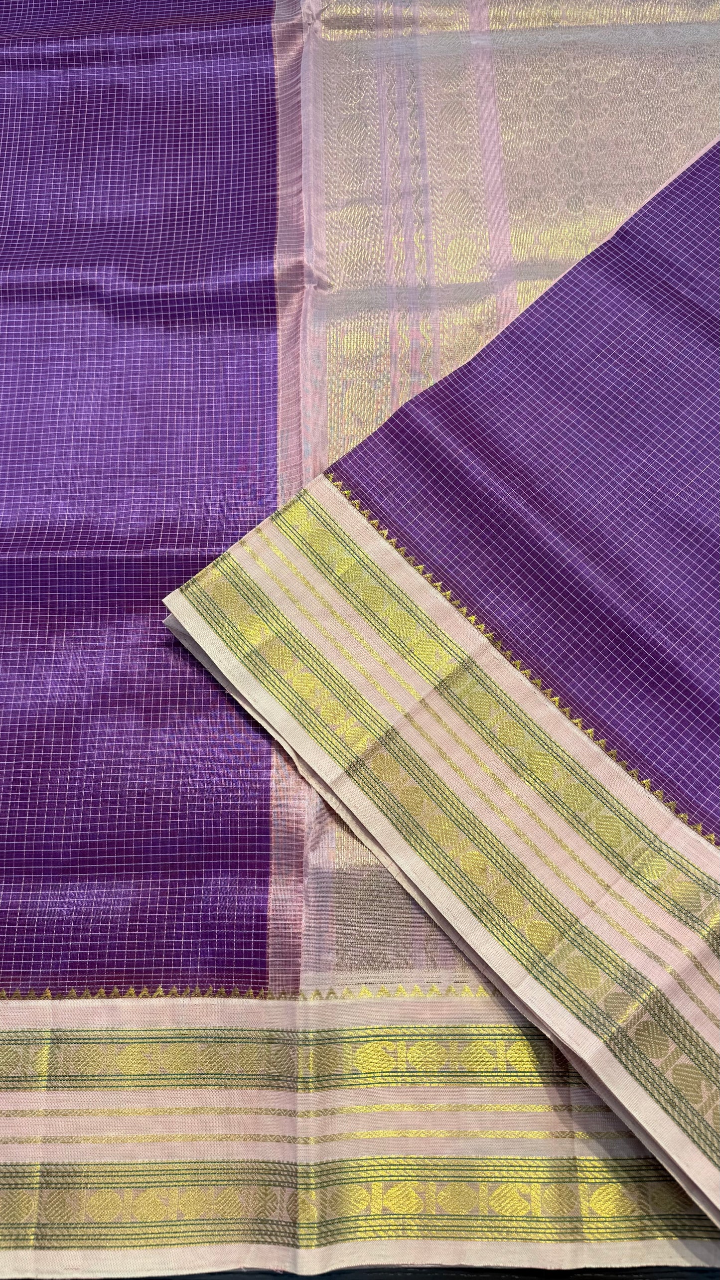 KATTAM VIOLET WITH CONTRAST LIGHT PINK KANCHIPURAM SILK COTTON (KSC22)