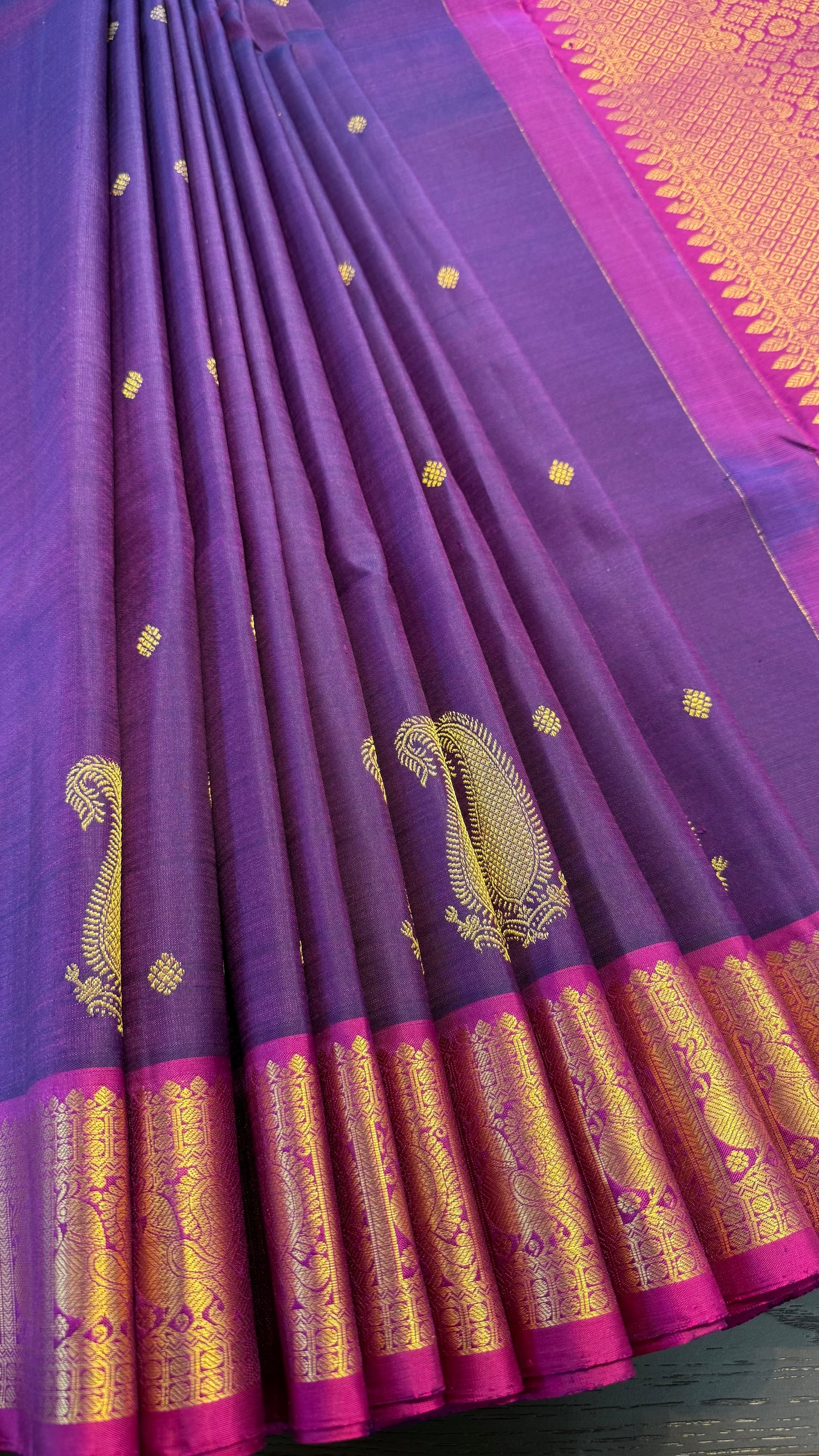 PURPLE WITH CONTRAST VADAMALLI PURPLE GOLD ZARI HANDLOOM KANCHIPURAM SILK SAREE (KSS162)