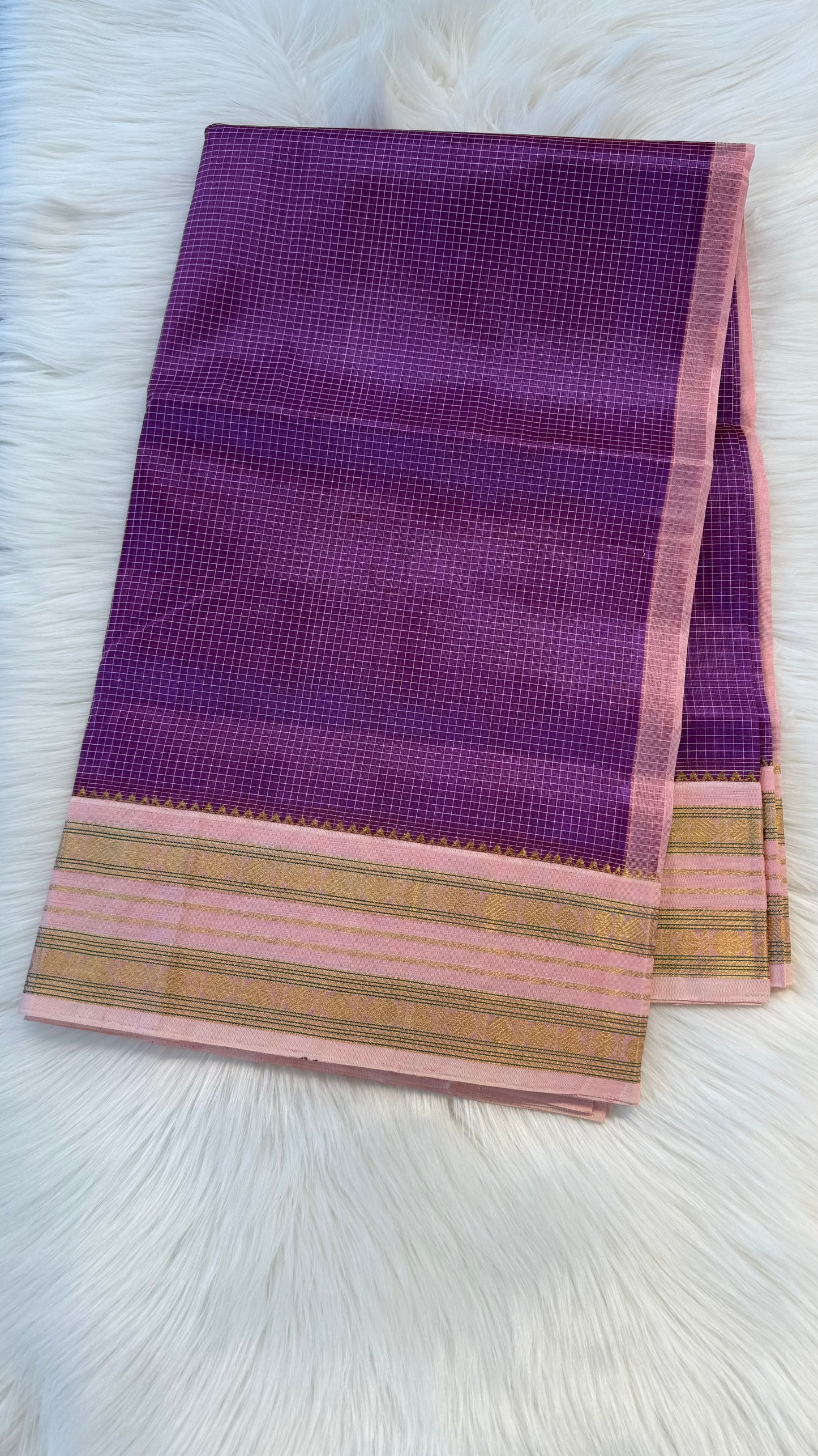 KATTAM VIOLET WITH CONTRAST LIGHT PINK KANCHIPURAM SILK COTTON (KSC22)