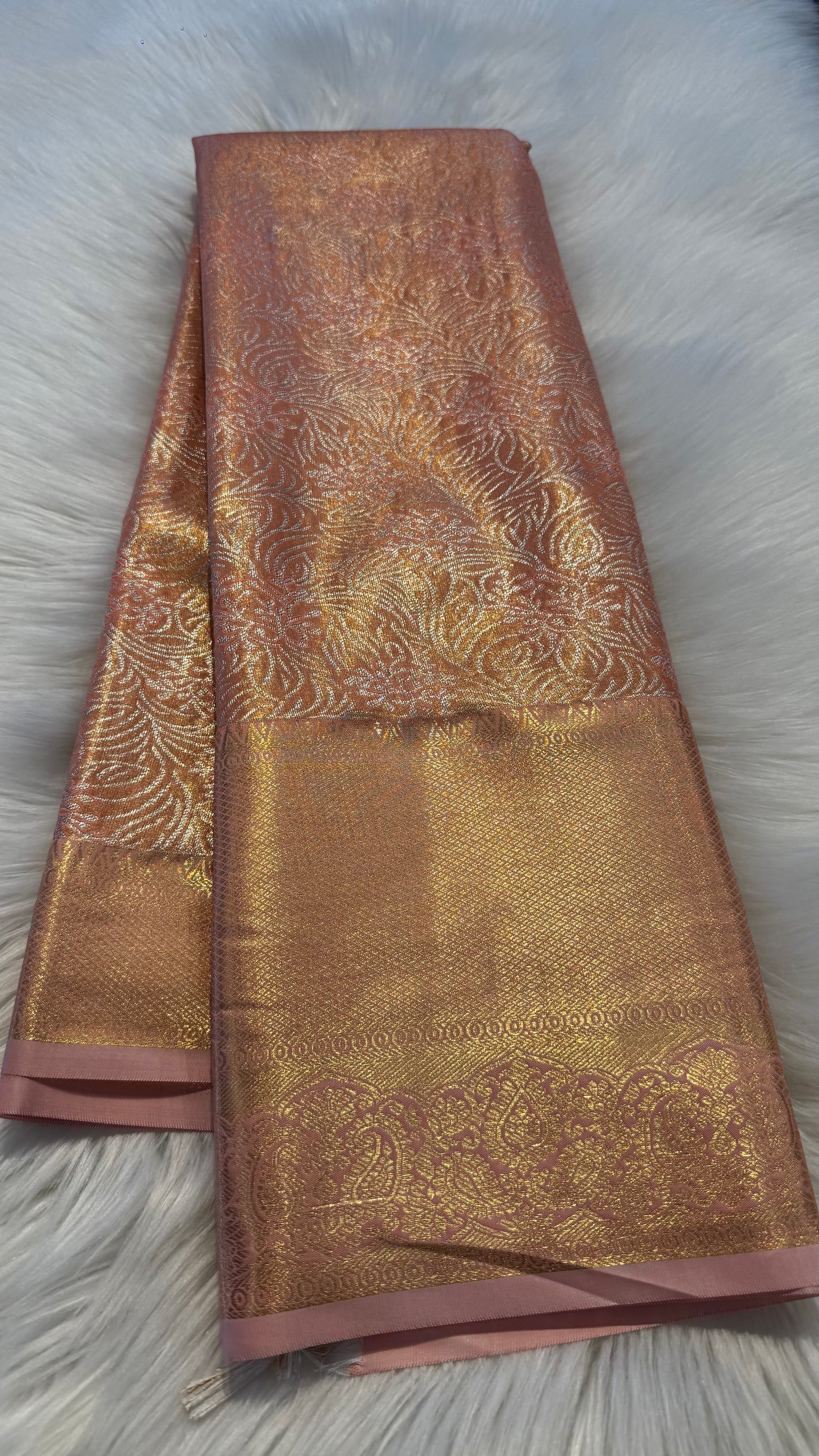 CORAL SEMI SILK KANICHIPURAM SILK SAREE (SSKS16)