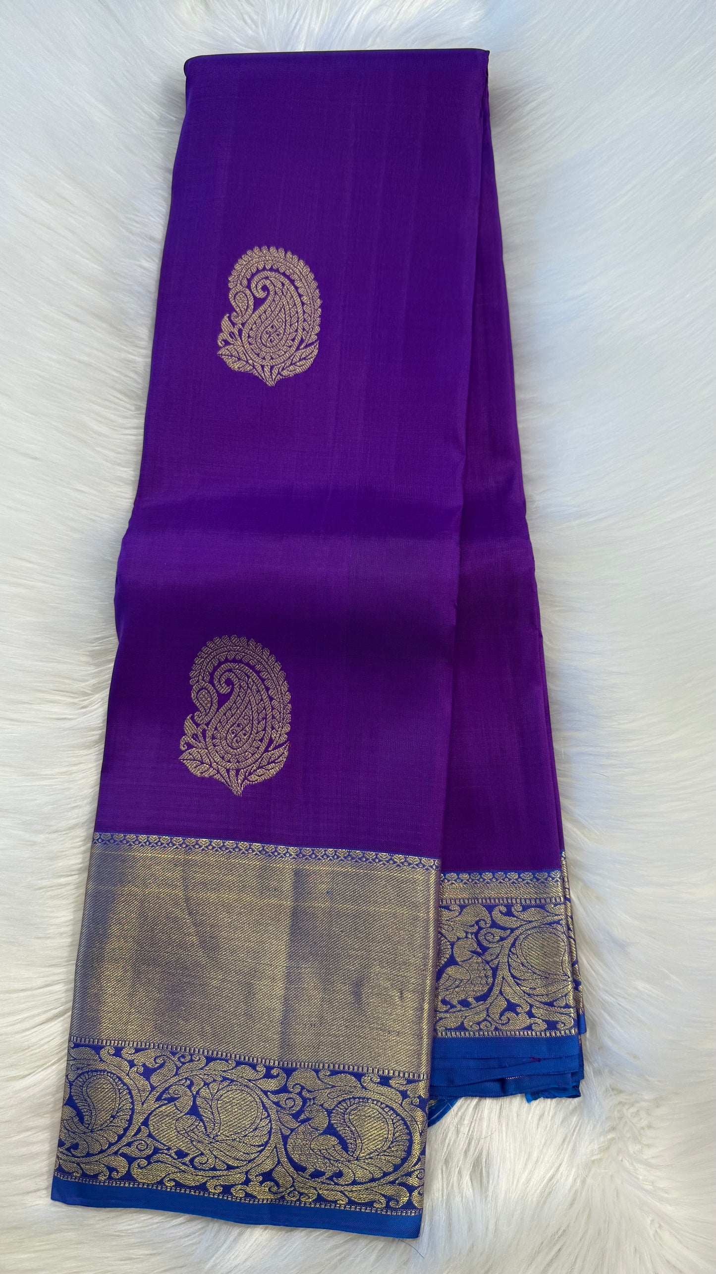 VADAMALLI PURPLE WITH DUAL TONE BLUE GOLD ZARI HANDLOOM KANCHIPURAM SILK SAREE (KSS374)